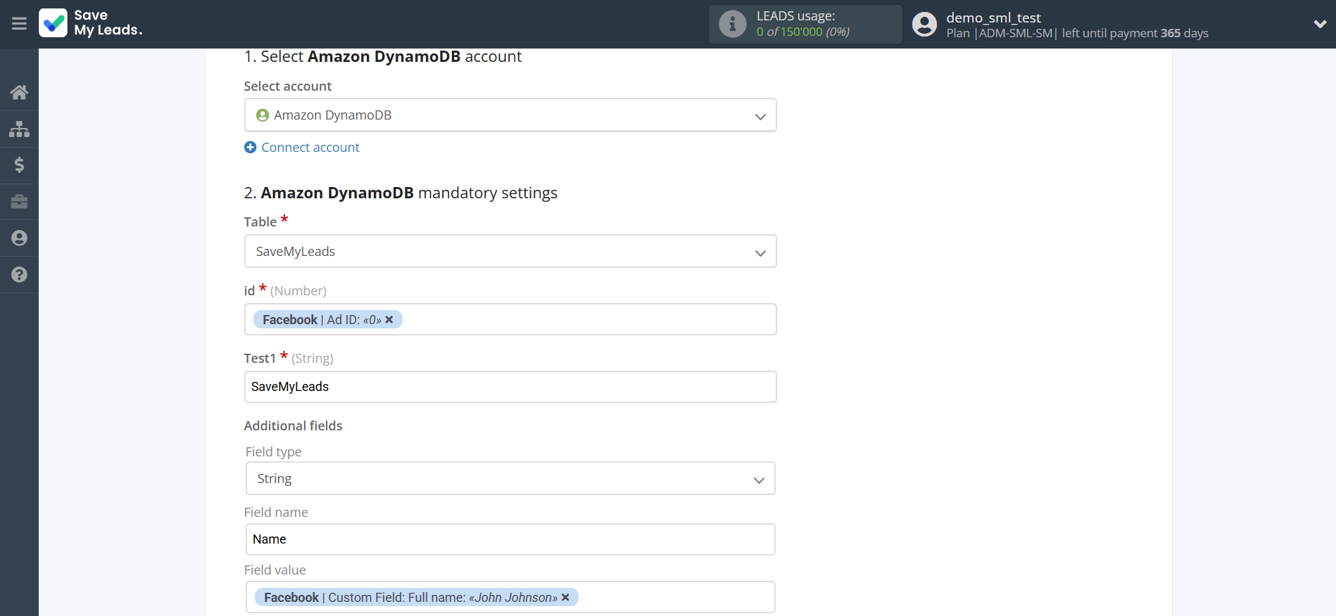 How to Connect Facebook with Amazon DynamoDB | Assigning fields How to Connect Facebook with Amazon DynamoDB | Assigning fields