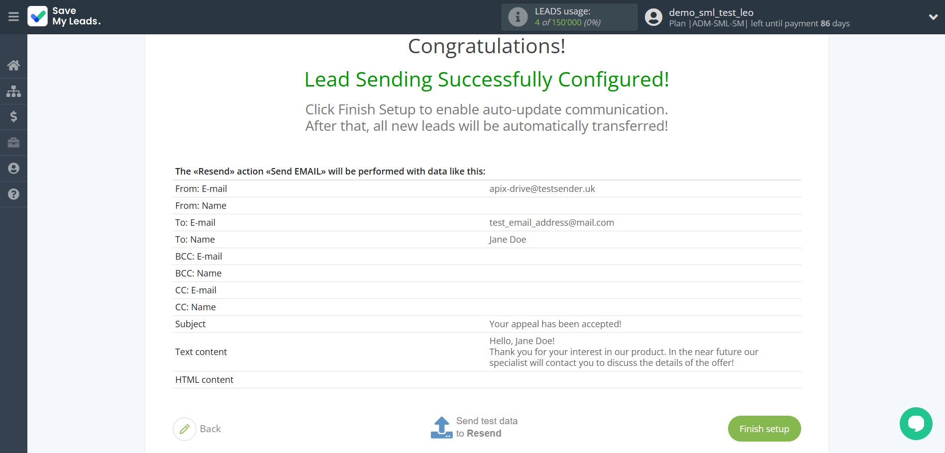 How to Connect TikTok with Resend | Test data