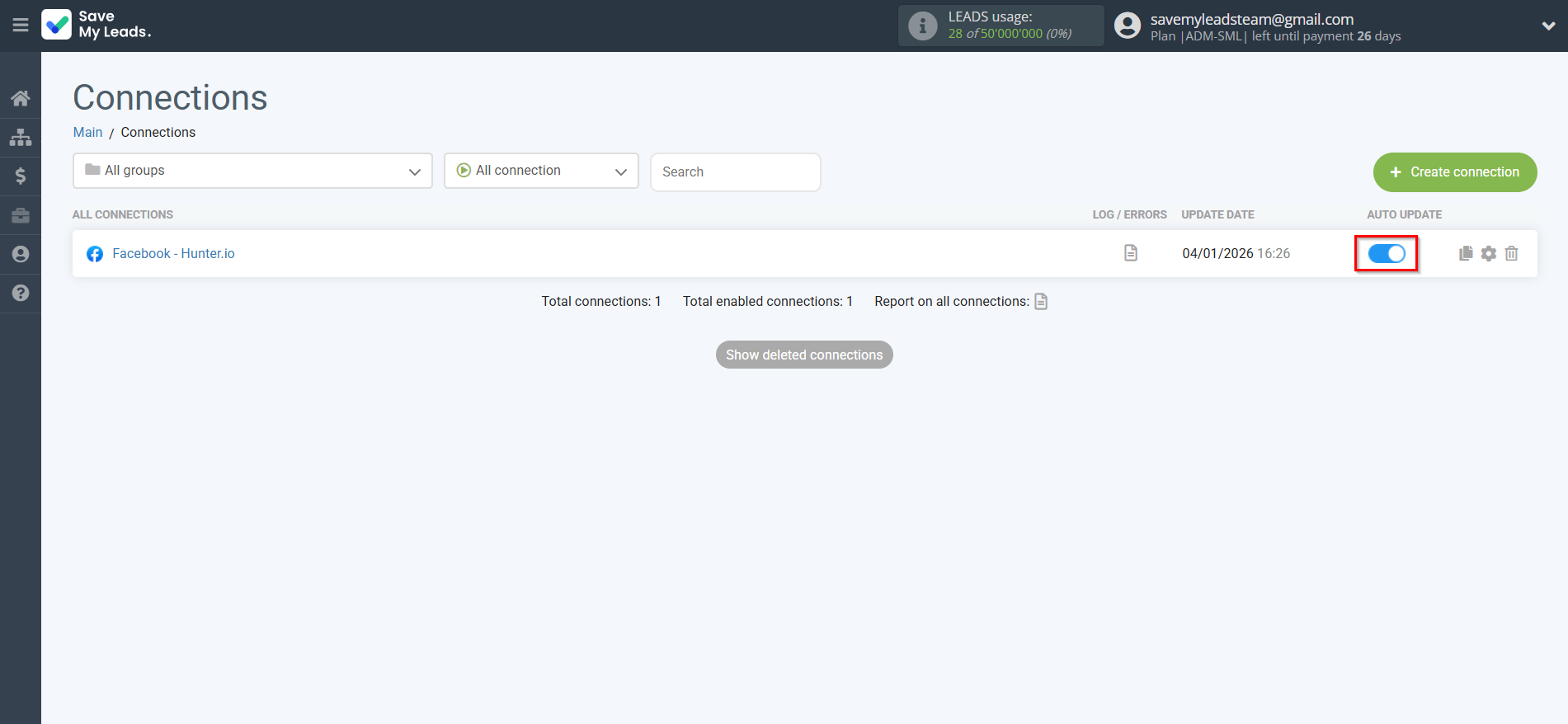 How to Connect Facebook with Hunter.io | Enable auto-update