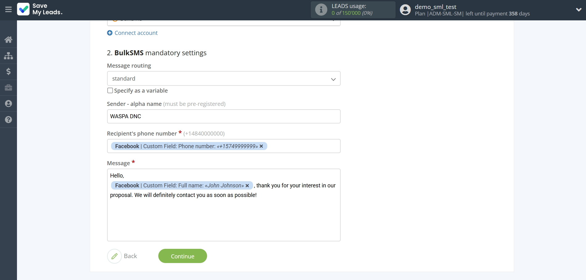 How to Connect Facebook with BulkSMS | Assigning fields How to Connect Facebook with BulkSMS | Assigning fields