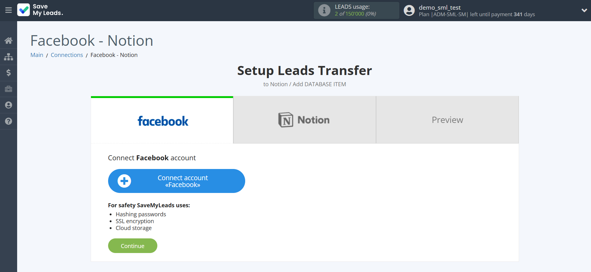 How to Connect Facebook with Notion | Data Source account connection