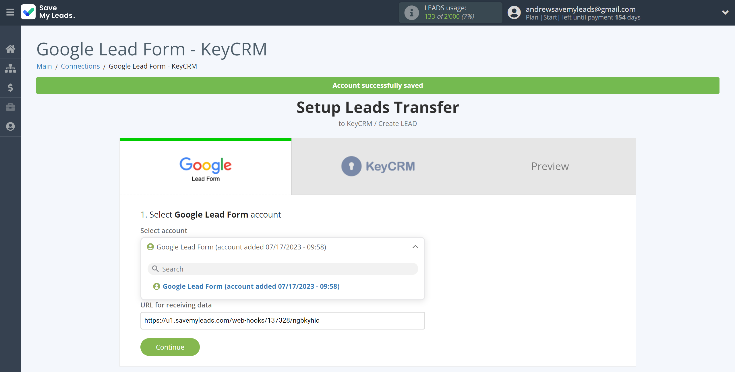 How to Connect Google Lead Form with KeyCRM Create Lead | Data Source account selection How to Connect Google Lead Form with KeyCRM Create Lead | Data Source account selection