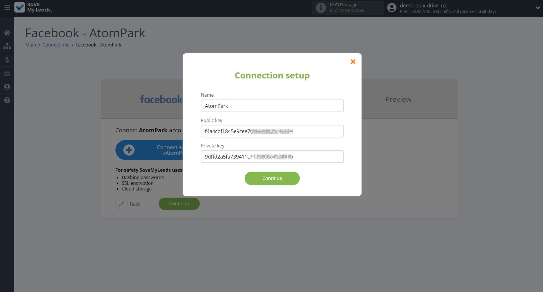 How to Connect Facebook with AtomPark | Data Destination account connection How to Connect Facebook with AtomPark | Data Destination account connection