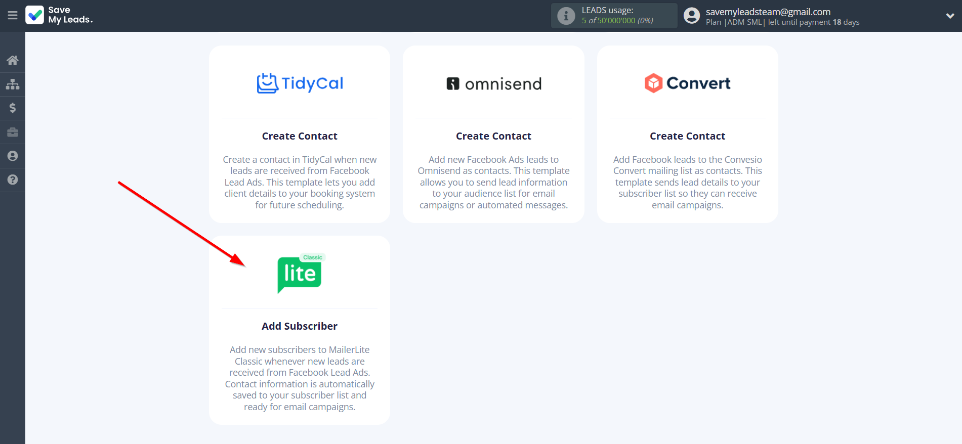 How to Connect Facebook with MailerLite Classic | Data Destination system selection How to Connect Facebook with MailerLite Classic | Data Destination system selection