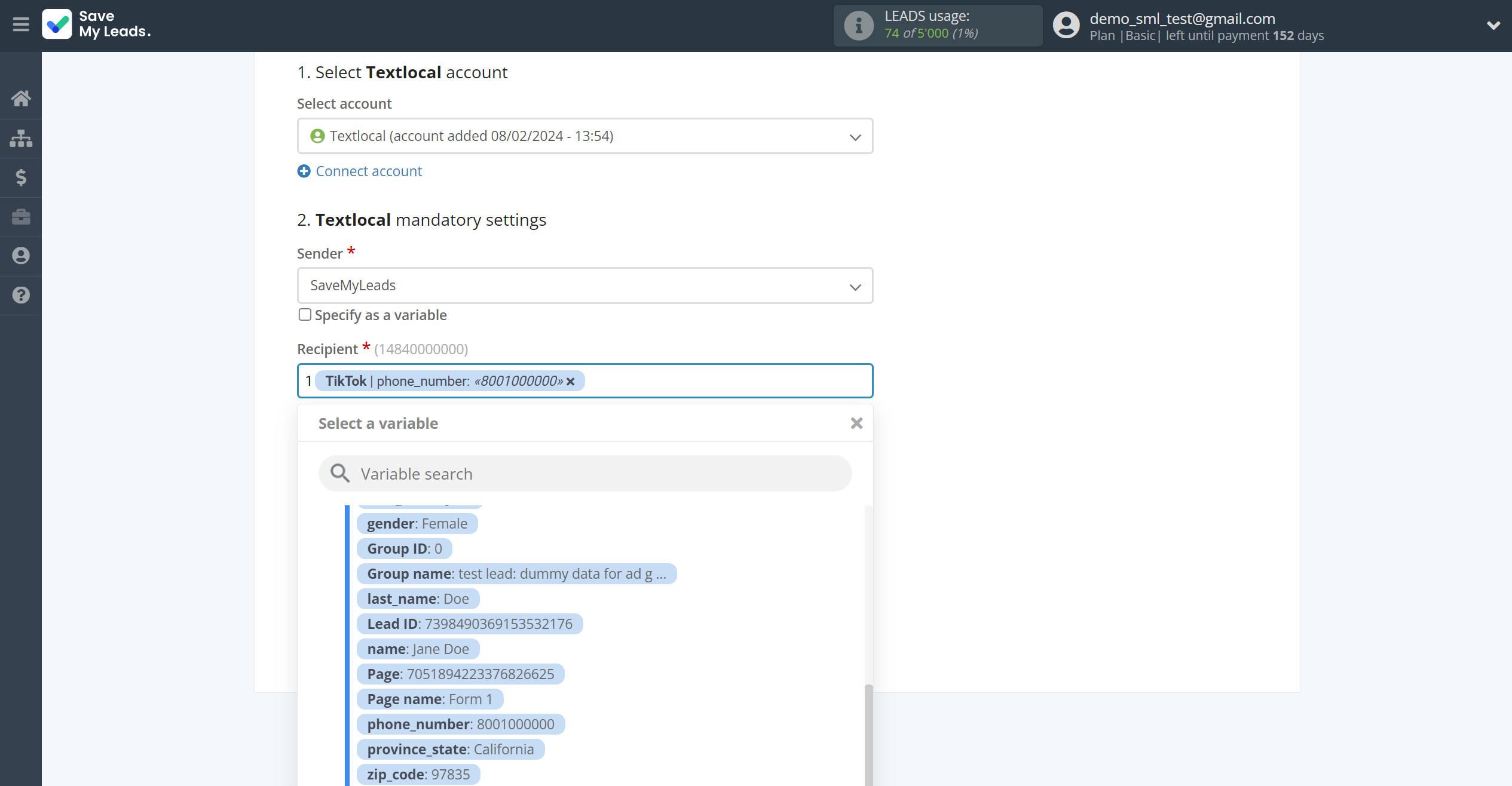 How to Connect TikTok with Textlocal | Assigning fields How to Connect TikTok with Textlocal | Assigning fields