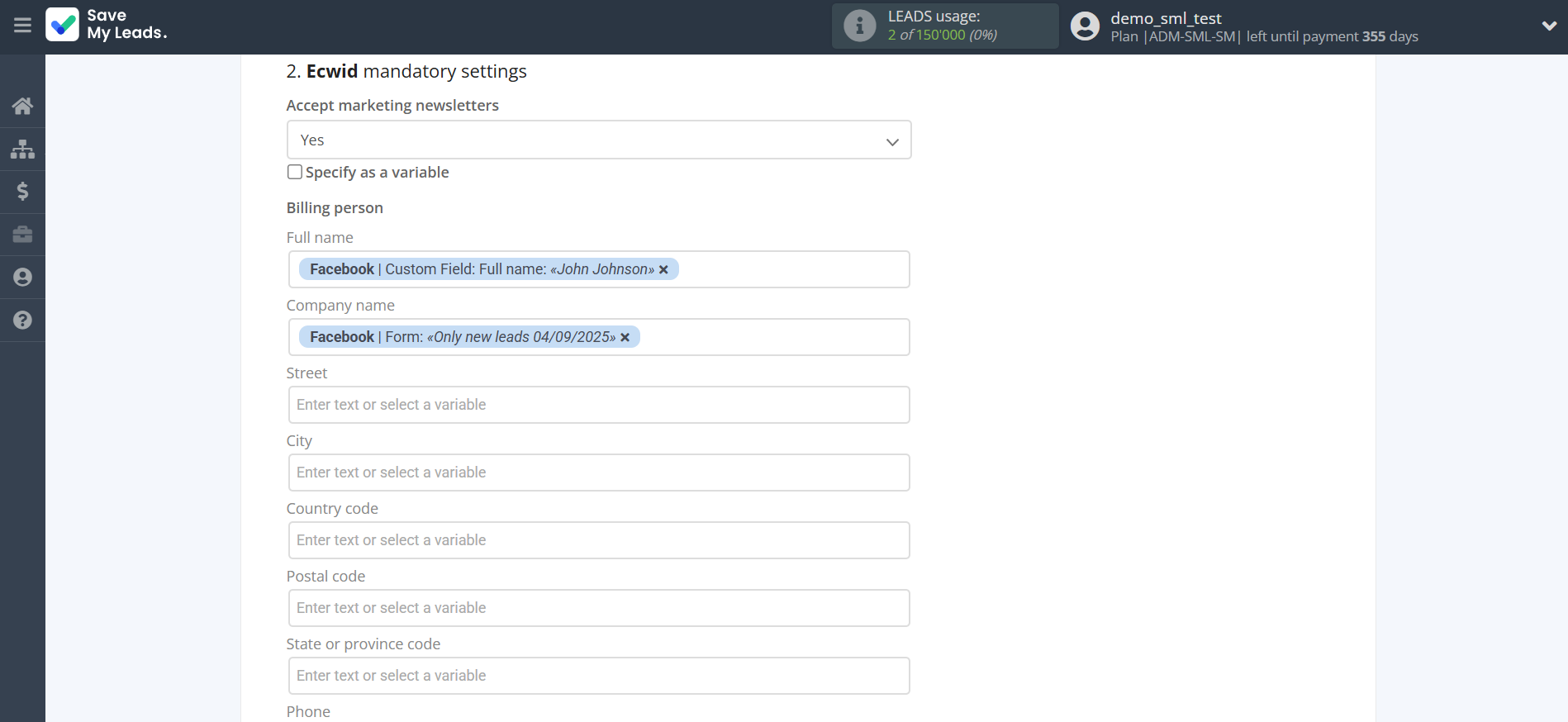 How to Connect Facebook with Ecwid Create Order | Assigning fields How to Connect Facebook with Ecwid Create Order | Assigning fields