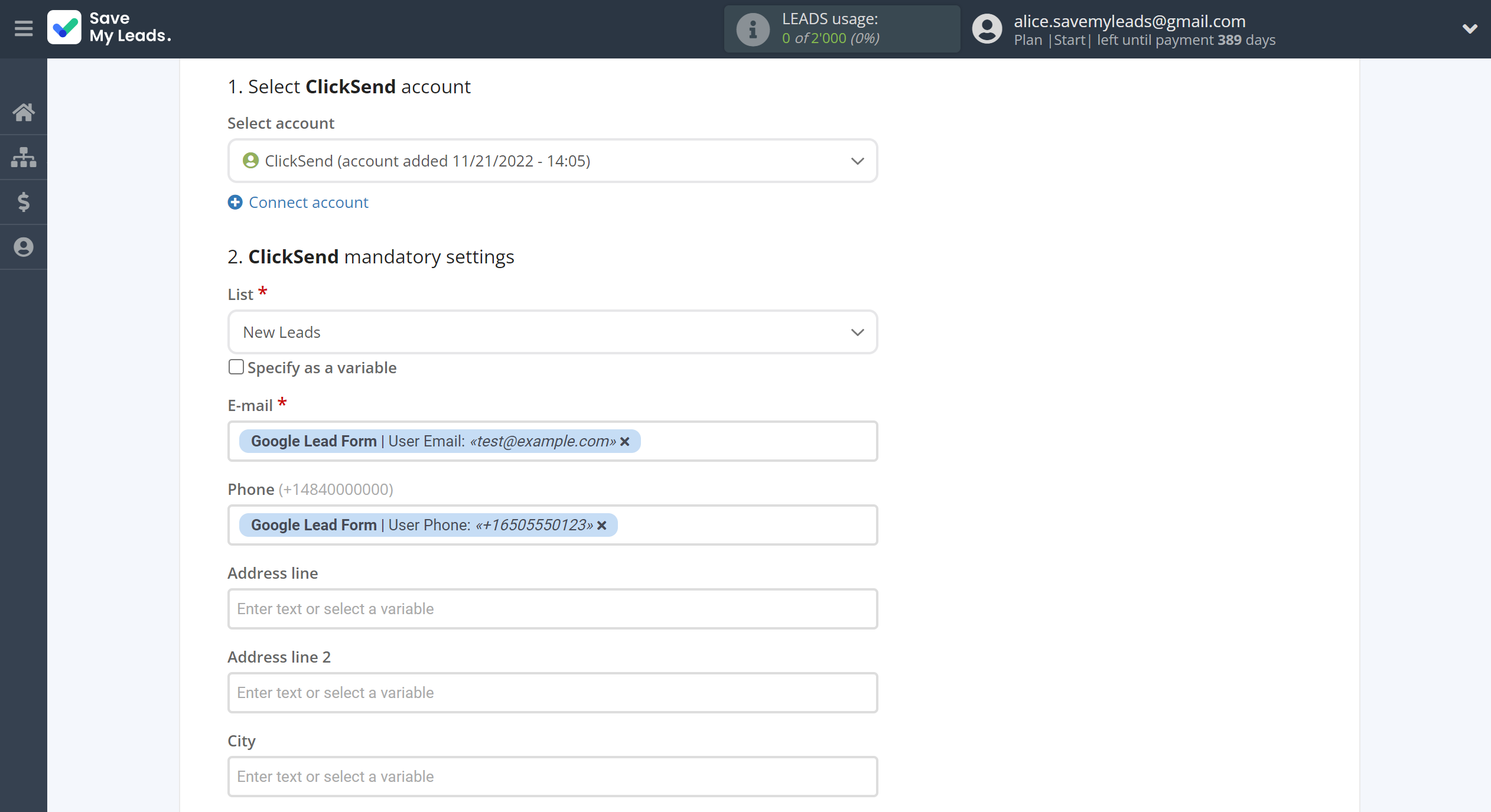 How to Connect Google Lead Form with ClickSend Add Contacts | Assigning fields How to Connect Google Lead Form with ClickSend Add Contacts | Assigning fields
