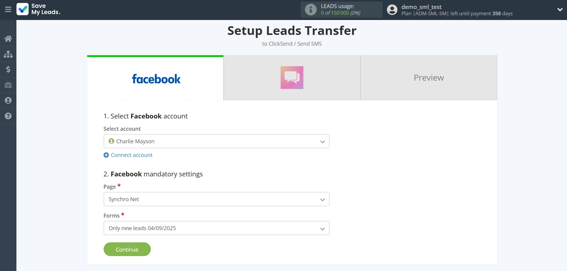 How to Connect Facebook with ClickSend Send SMS | Data Source account connection How to Connect Facebook with ClickSend Send SMS | Data Source account connection
