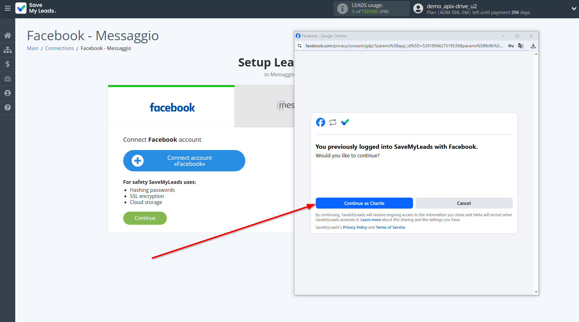 How to Connect Facebook with Messaggio | Data Source account connection