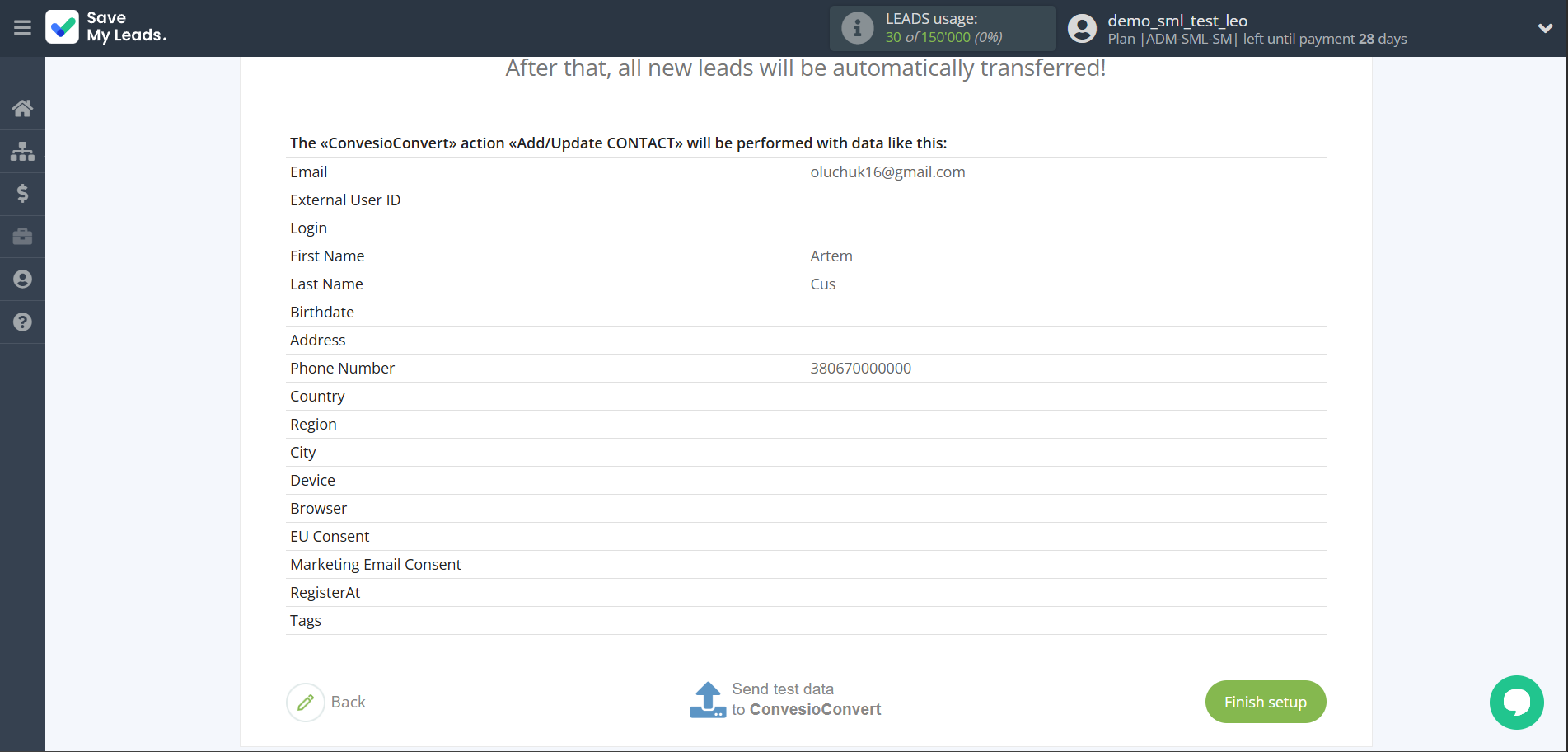 How to Connect Webhooks with ConvesioConvert | Test data How to Connect Webhooks with ConvesioConvert | Test data