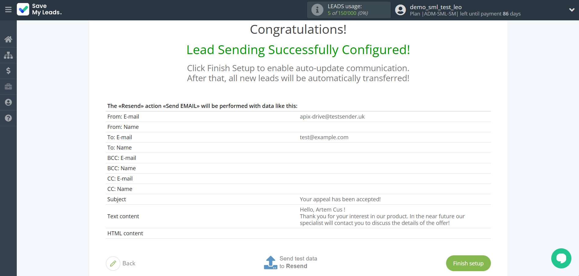 How to Connect Google Lead Form with Resend&nbsp; | Test data