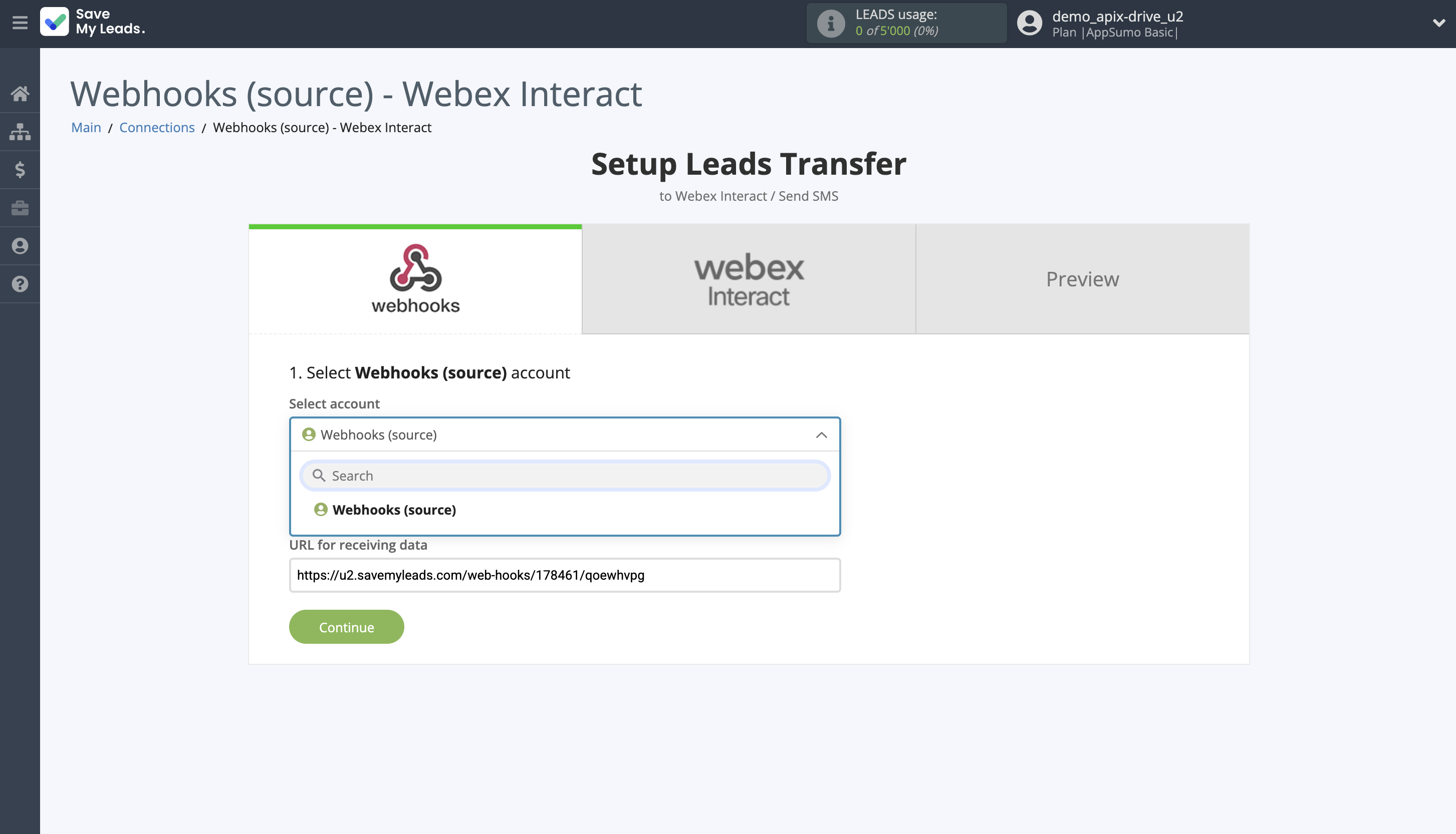 How to Connect Webhooks with Webex Interact | Data Source account selection How to Connect Webhooks with Webex Interact | Data Source account selection