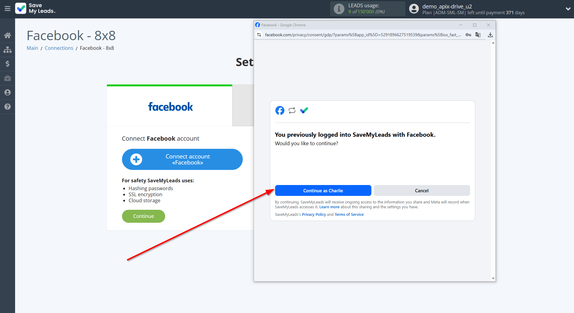How to Connect Facebook with 8x8 | Data Source account connection