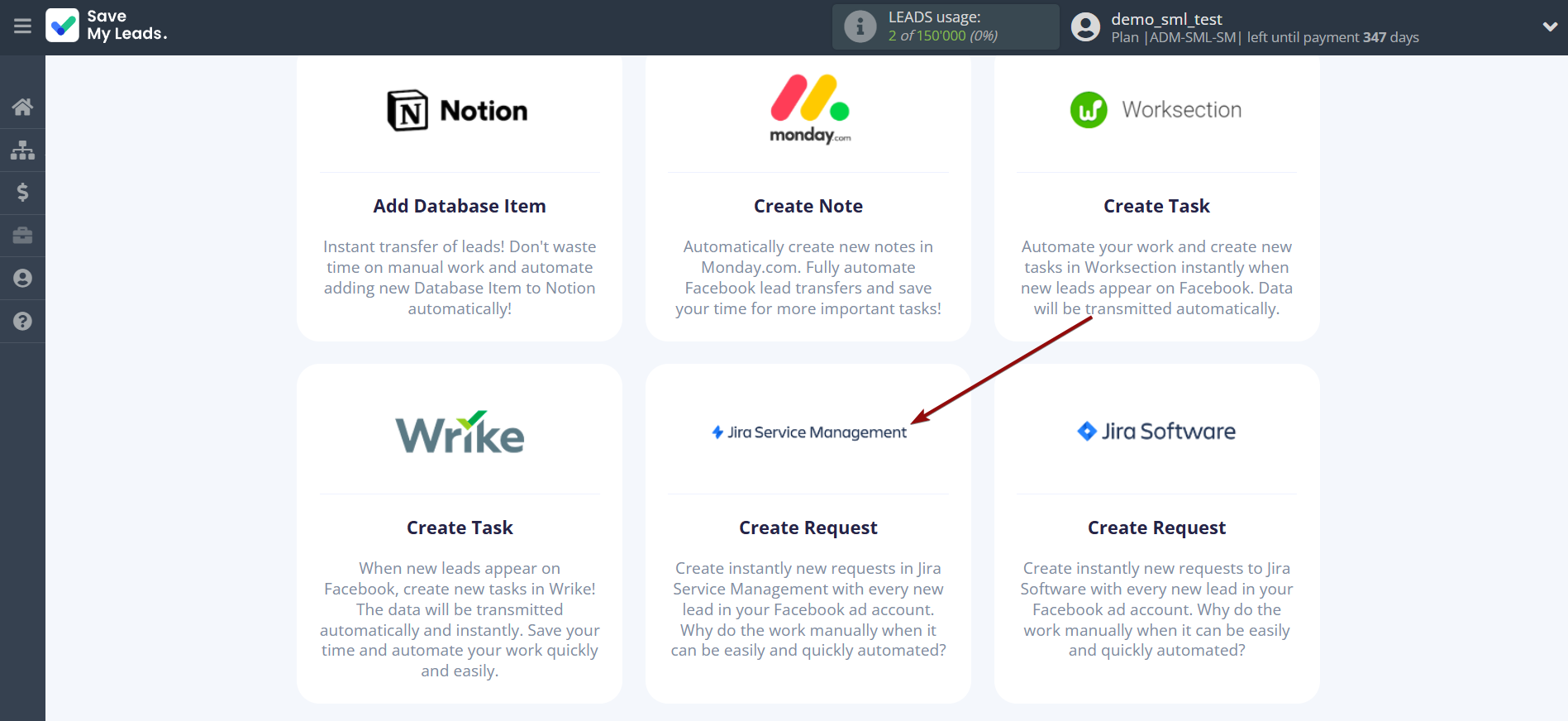 How to Connect Facebook with Jira Service Management | Data Destination system selection How to Connect Facebook with Jira Service Management | Data Destination system selection