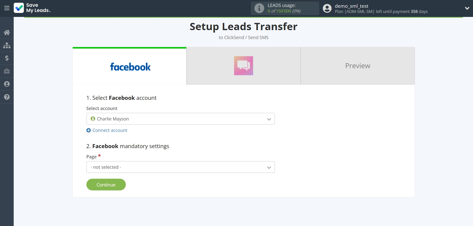 How to Connect Facebook with ClickSend Send SMS | Data Source account selection How to Connect Facebook with ClickSend Send SMS | Data Source account selection