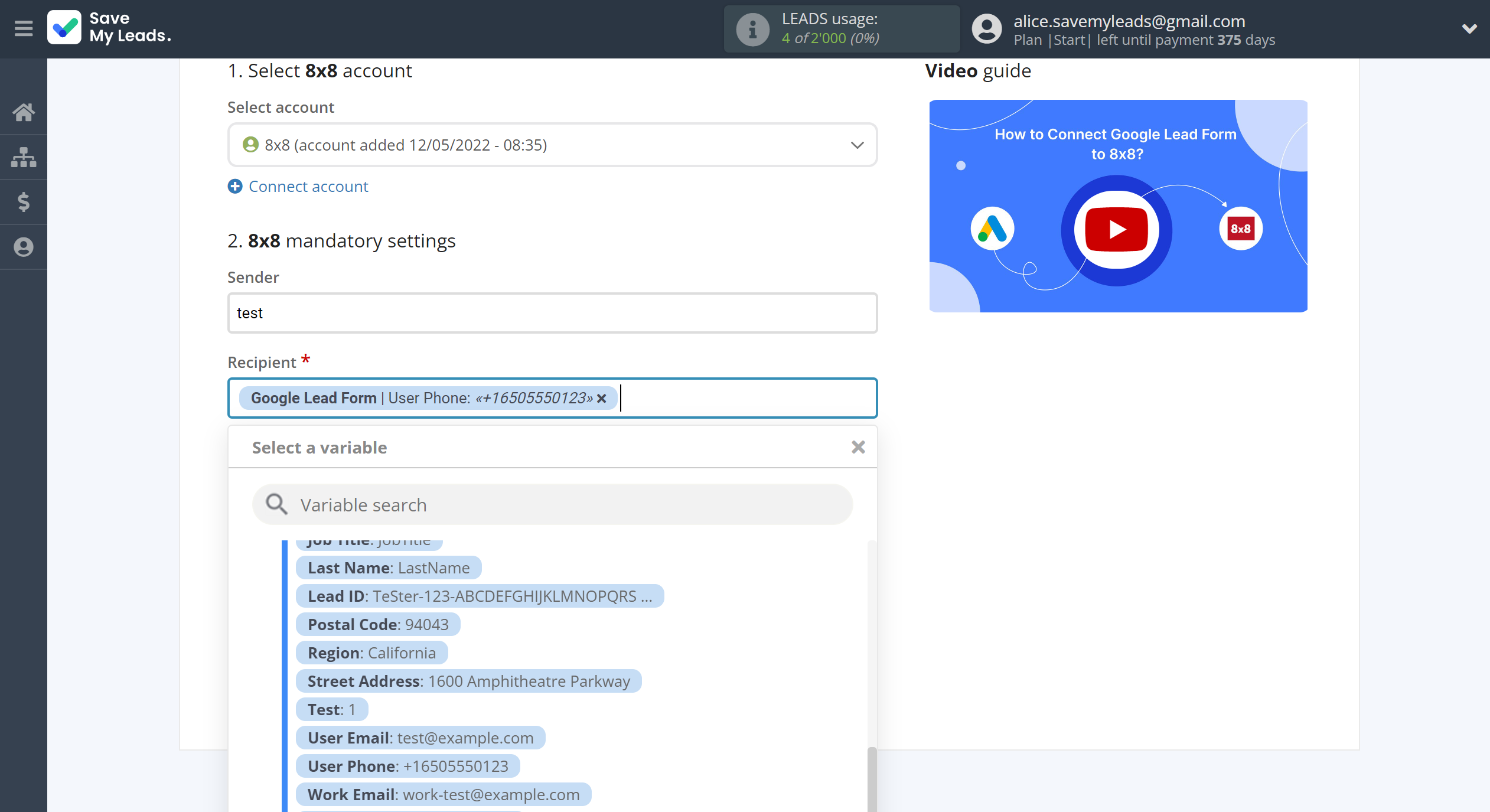 How to Connect Google Lead Form with 8x8 | Assigning fields How to Connect Google Lead Form with 8x8 | Assigning fields