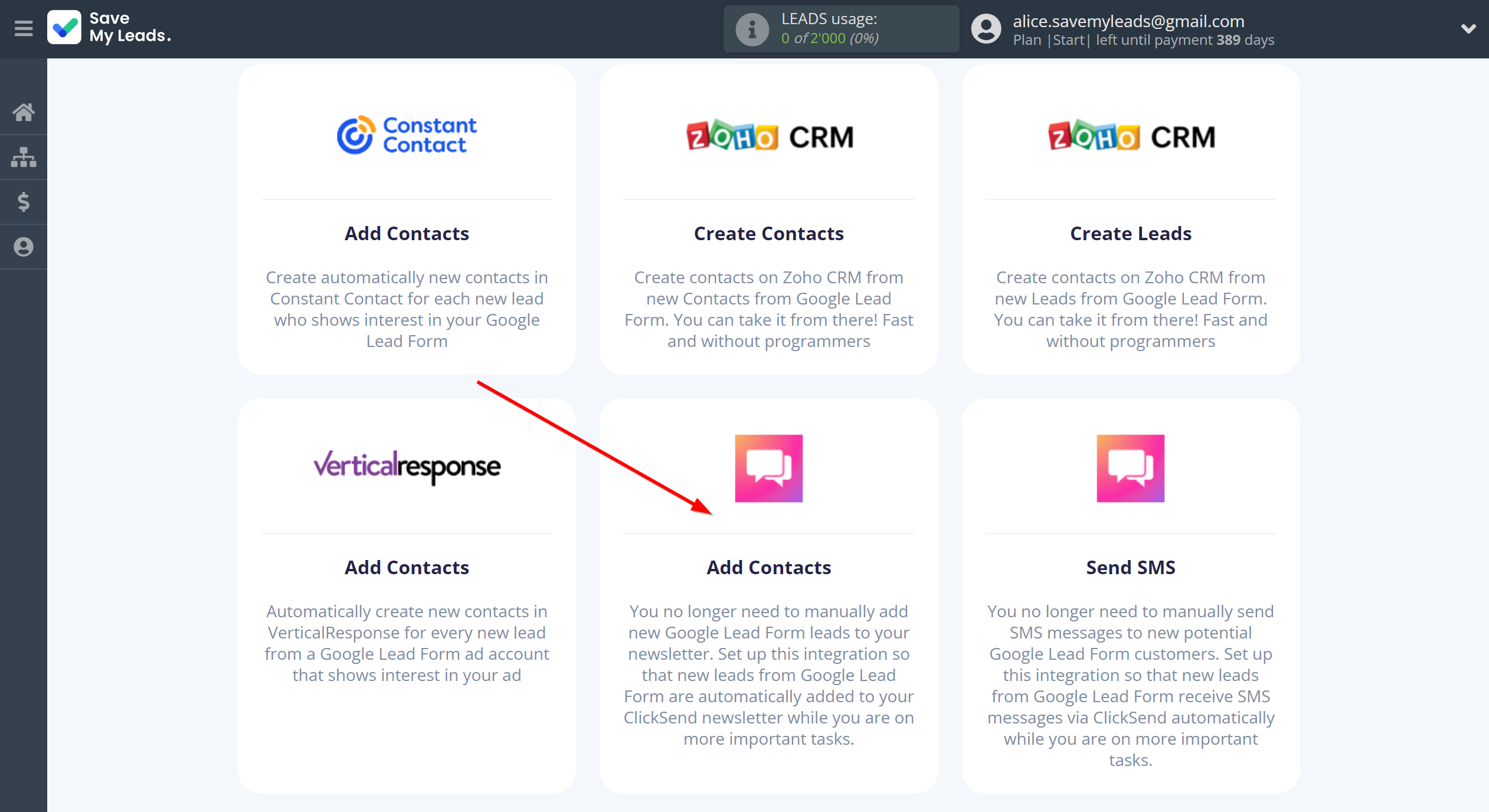How to Connect Google Lead Form with ClickSend Add Contacts | Data Destination system selection How to Connect Google Lead Form with ClickSend Add Contacts | Data Destination system selection