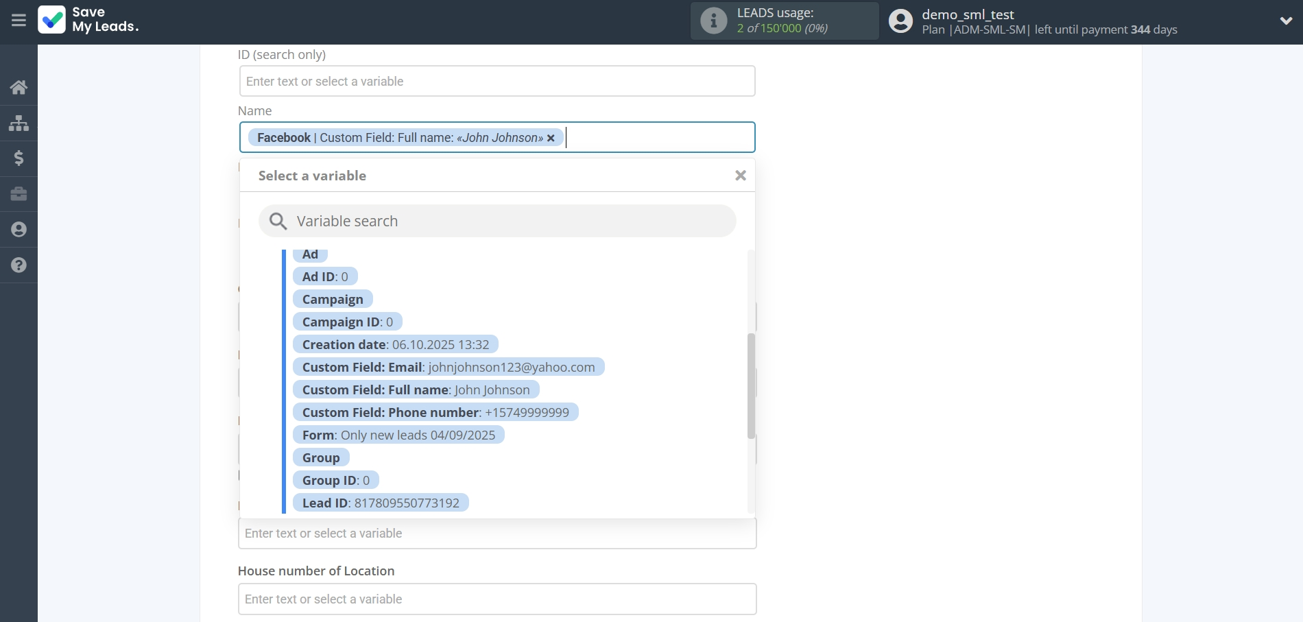 How to Connect Facebook with Pipedrive Create Task | Assigning fields