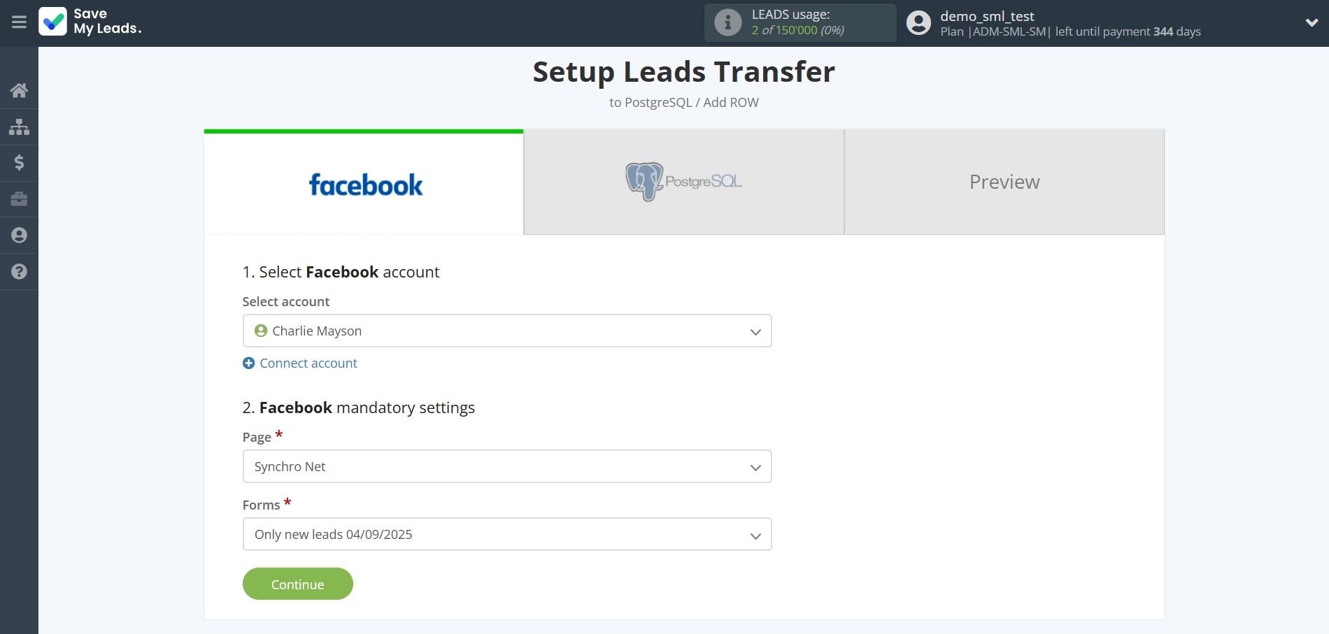 How to Connect Facebook  with PostgreSQL | Data Source account connection