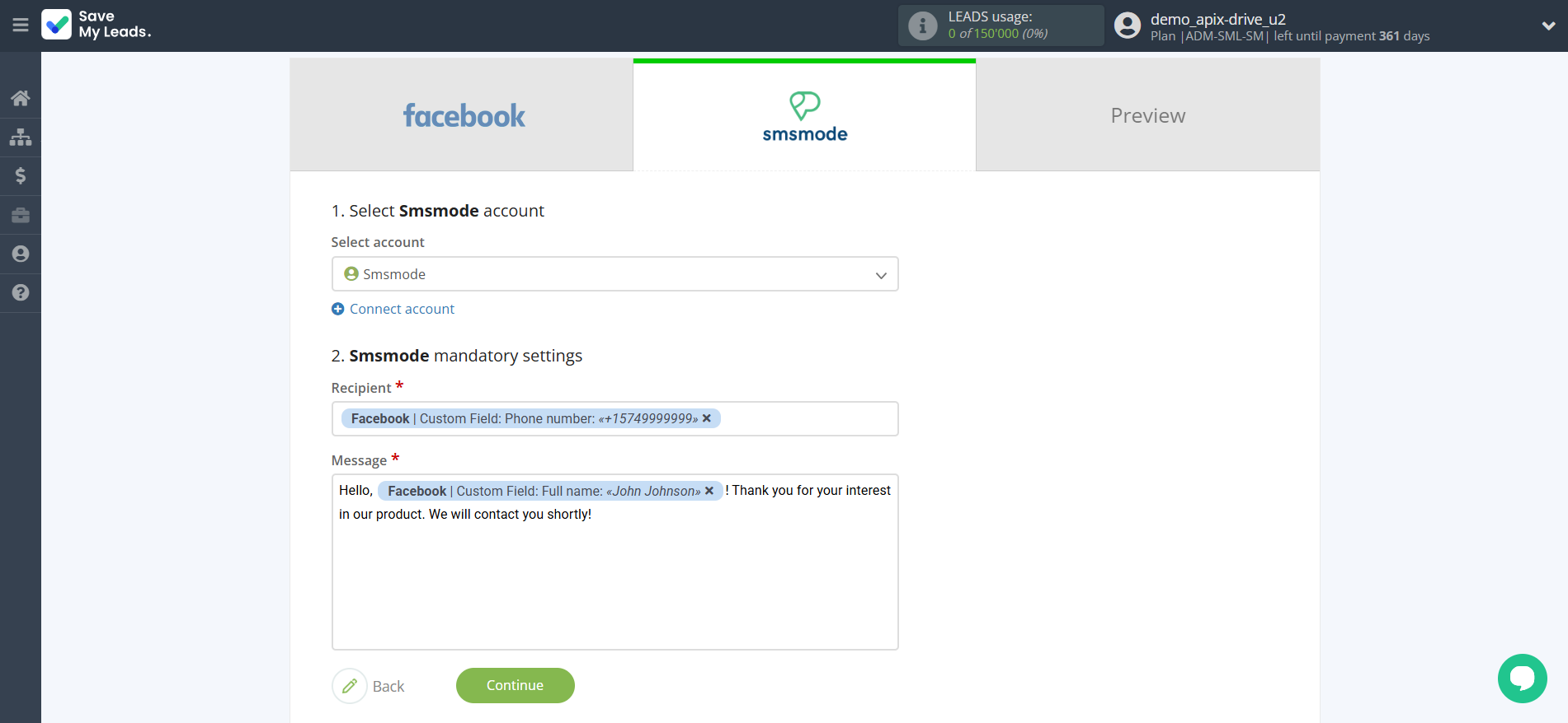How to Connect Facebook with Smsmode | Assigning fields How to Connect Facebook with Smsmode | Assigning fields