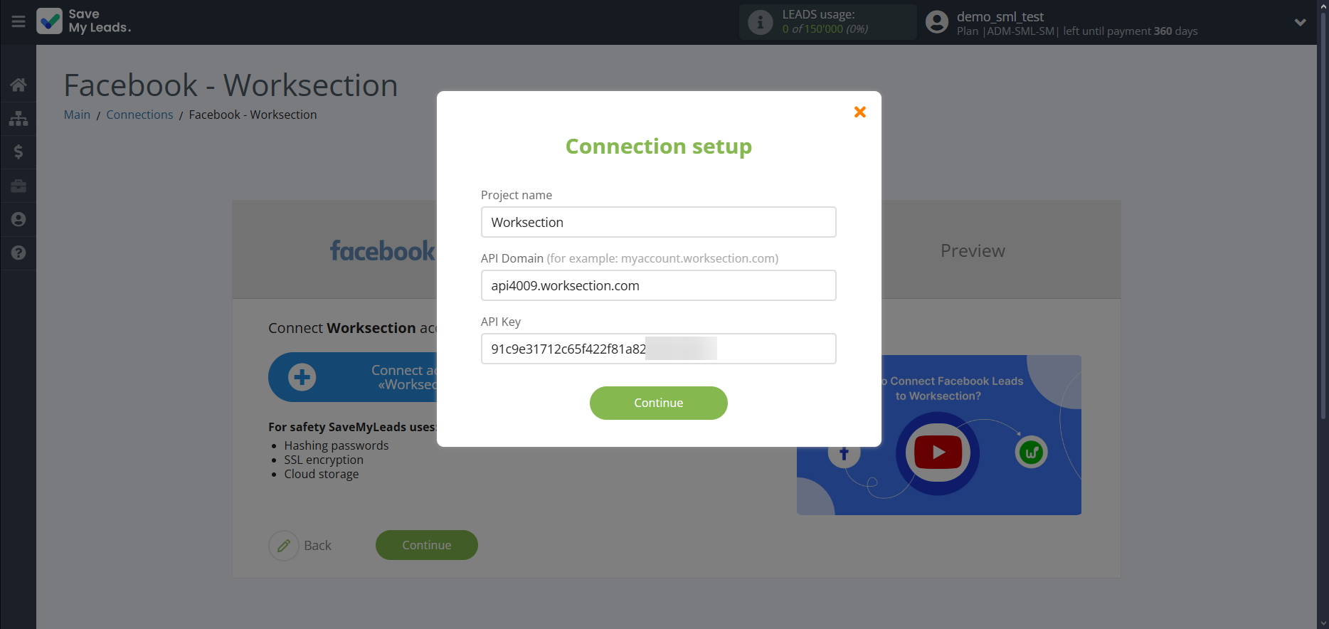 How to Connect Facebook with Worksection | Data Destination account connection How to Connect Facebook with Worksection | Data Destination account connection