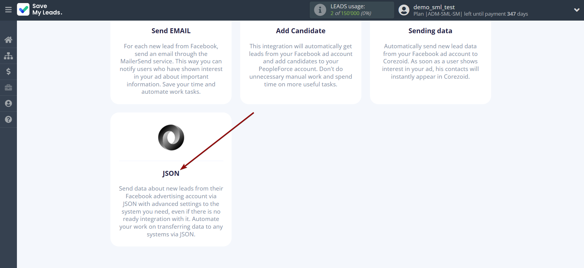 How to Connect Facebook with JSON | Data Destination system selection How to Connect Facebook with JSON | Data Destination system selection