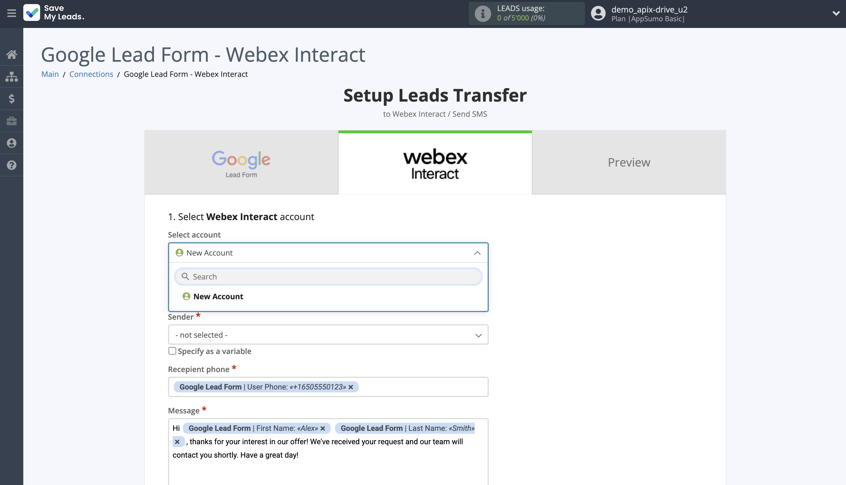 How to Connect Google Lead Form with Webex Interact | Data Destination account selection How to Connect Google Lead Form with Webex Interact | Data Destination account selection