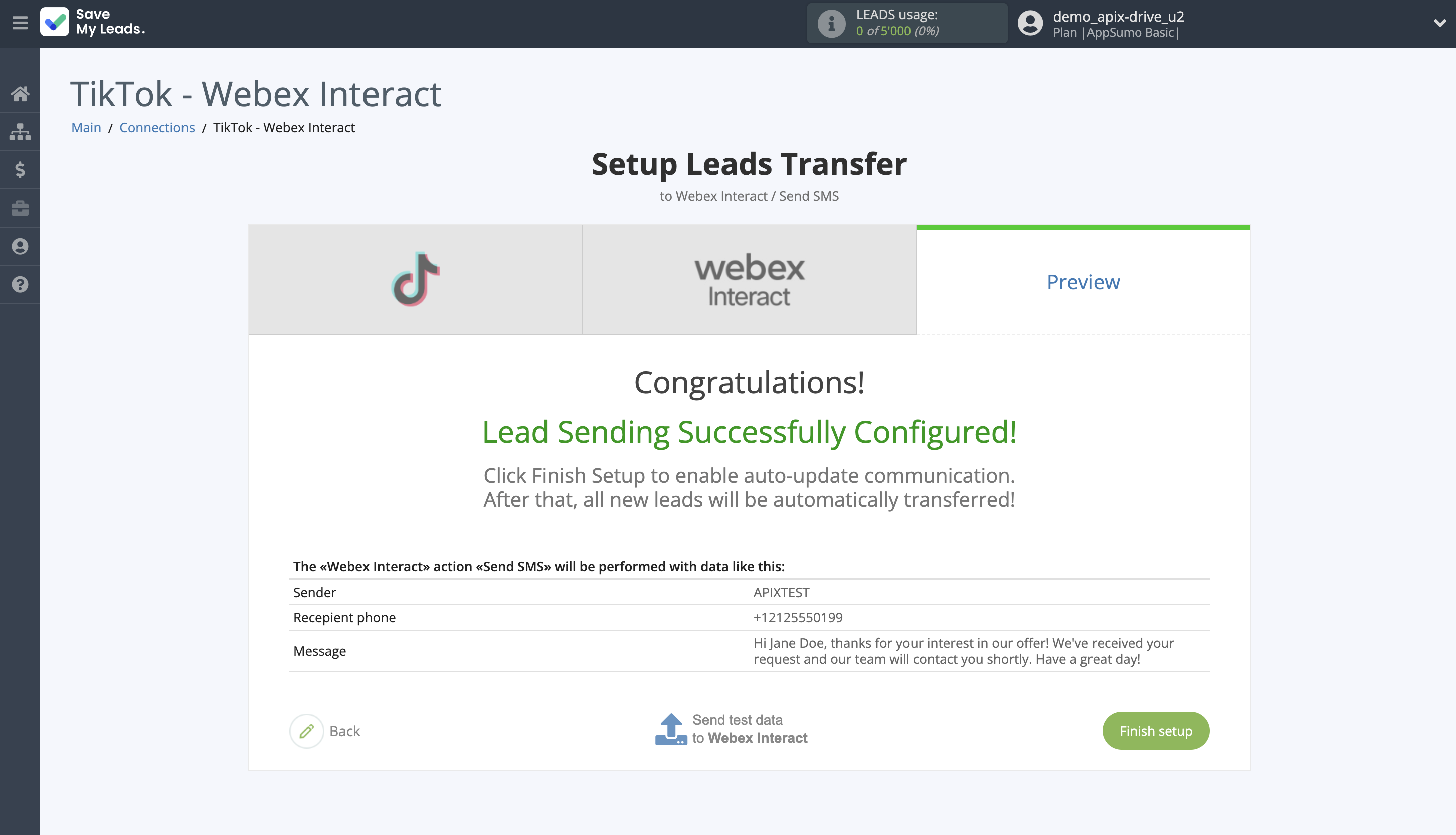 How to Connect TikTok with Webex Interact | Test data How to Connect TikTok with Webex Interact | Test data