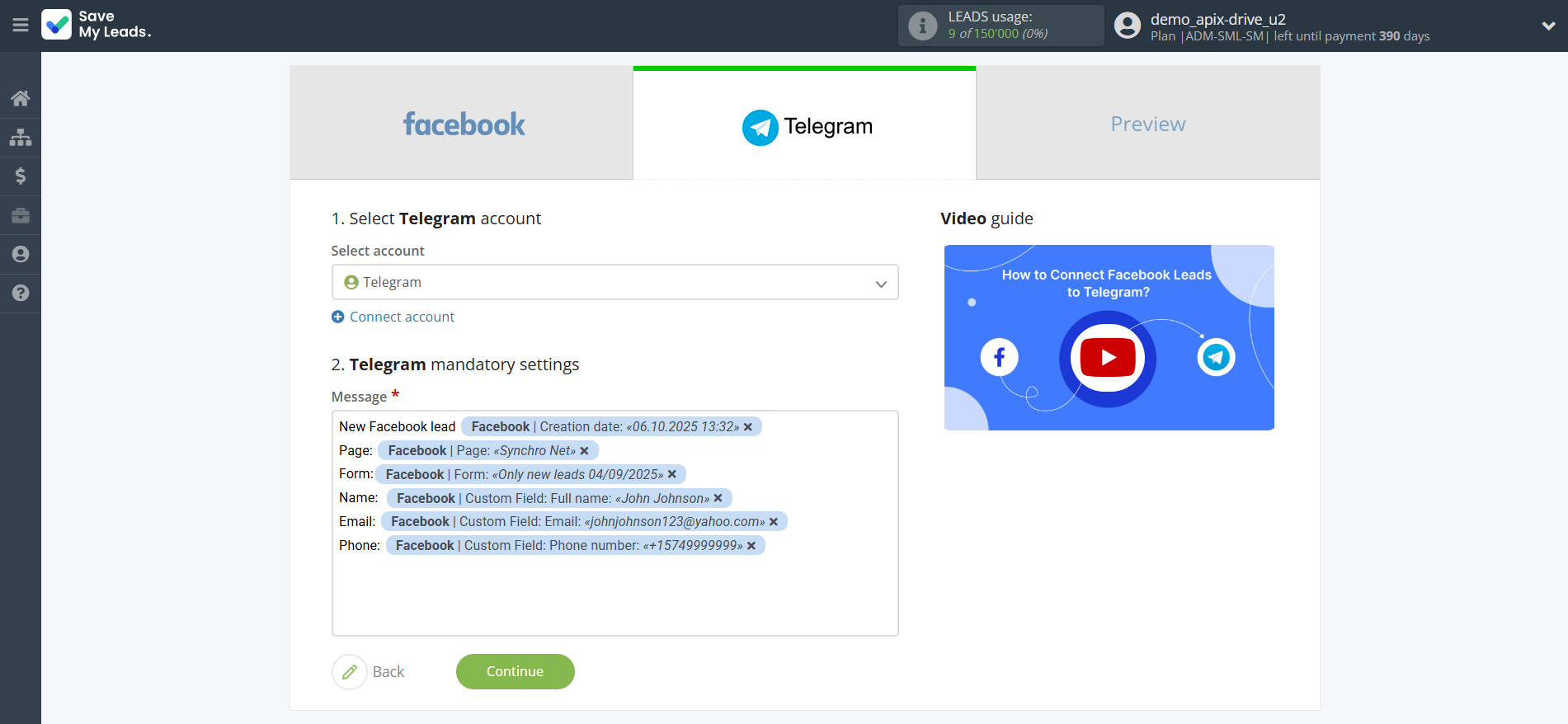 How to Connect Facebook with Telegram (your bot) | Assigning fields