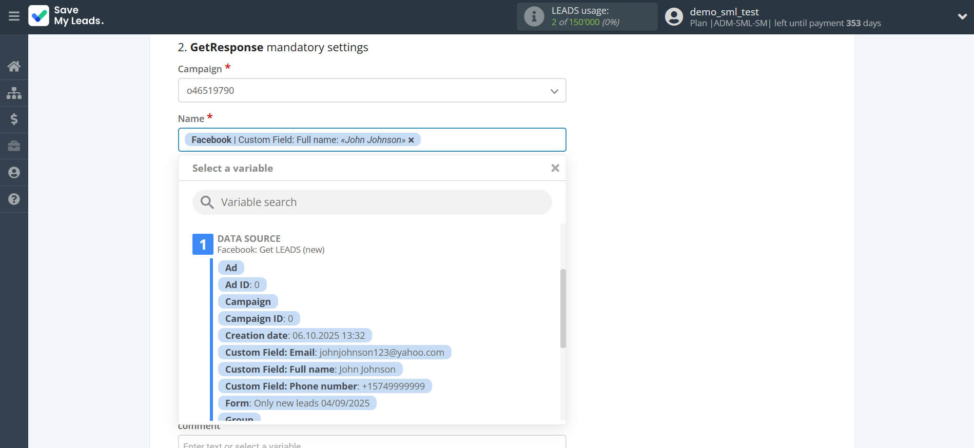 How to Connect Facebook with GetResponse | Assigning fields How to Connect Facebook with GetResponse | Assigning fields