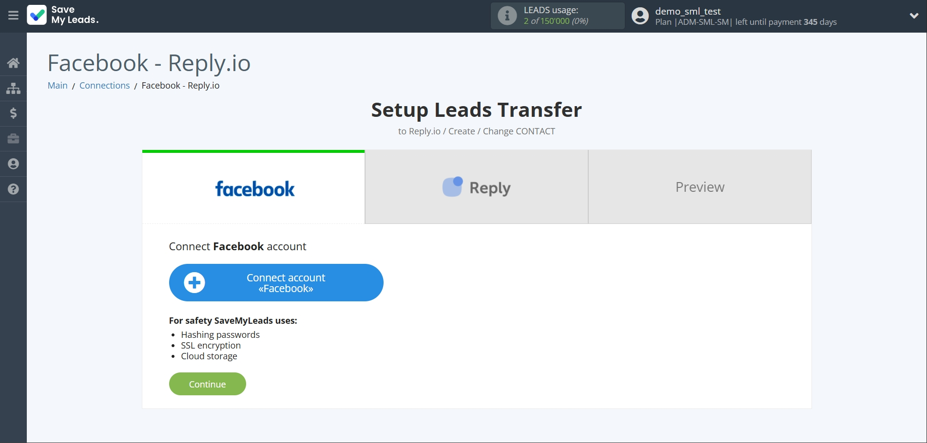 How to Connect Facebook  with Reply.io | Data Source account