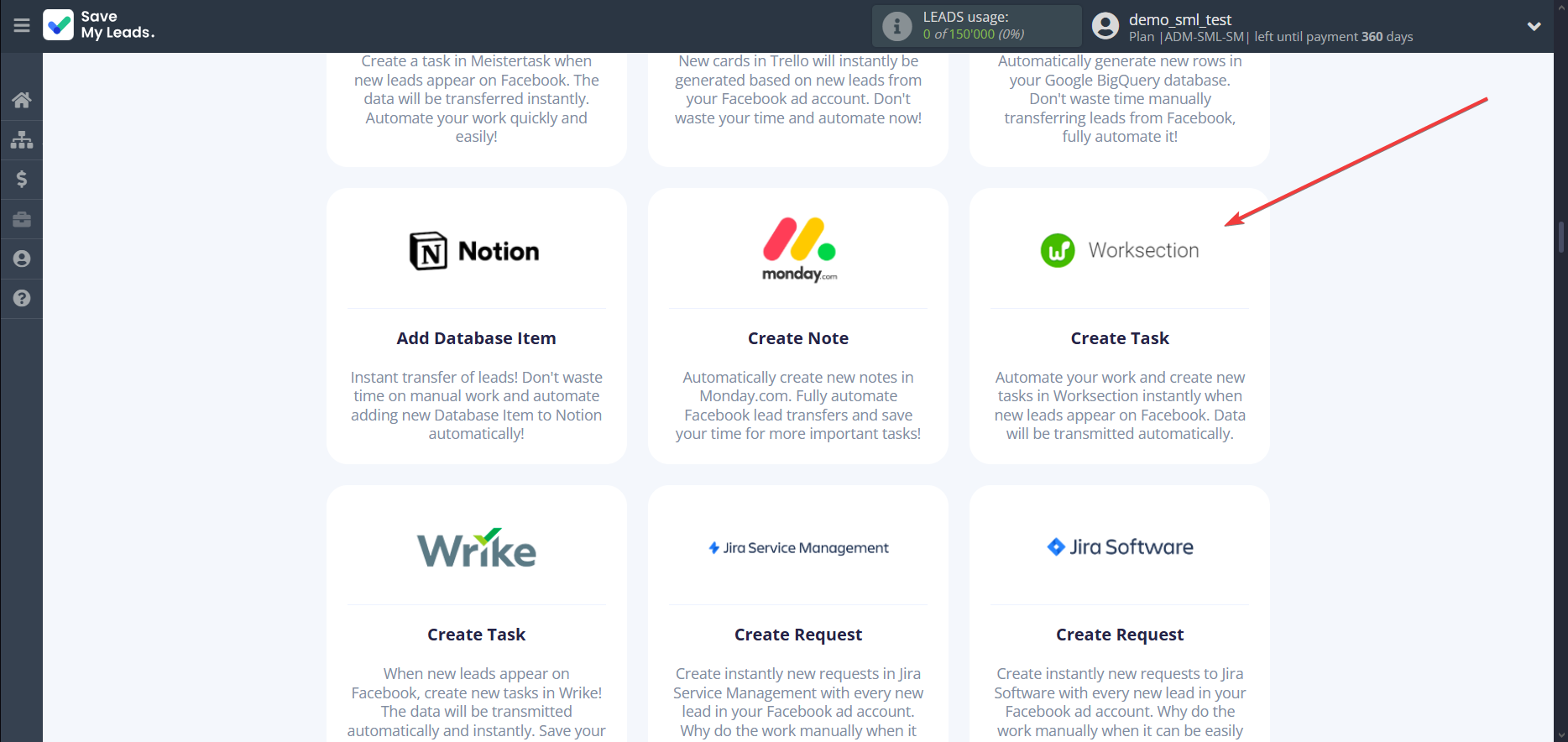 How to Connect Facebook with Worksection | Data Destination system selection How to Connect Facebook with Worksection | Data Destination system selection