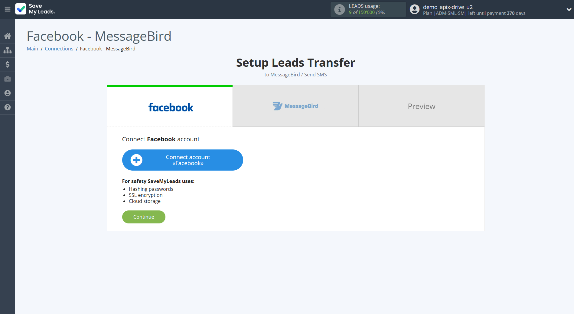How to Connect Facebook with MessageBird | Data Source account connection