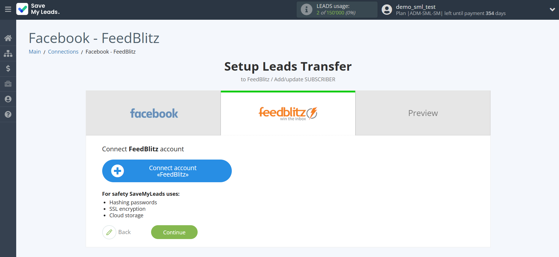 How to Connect Facebook with FeedBlitz | Data Destination account connection
