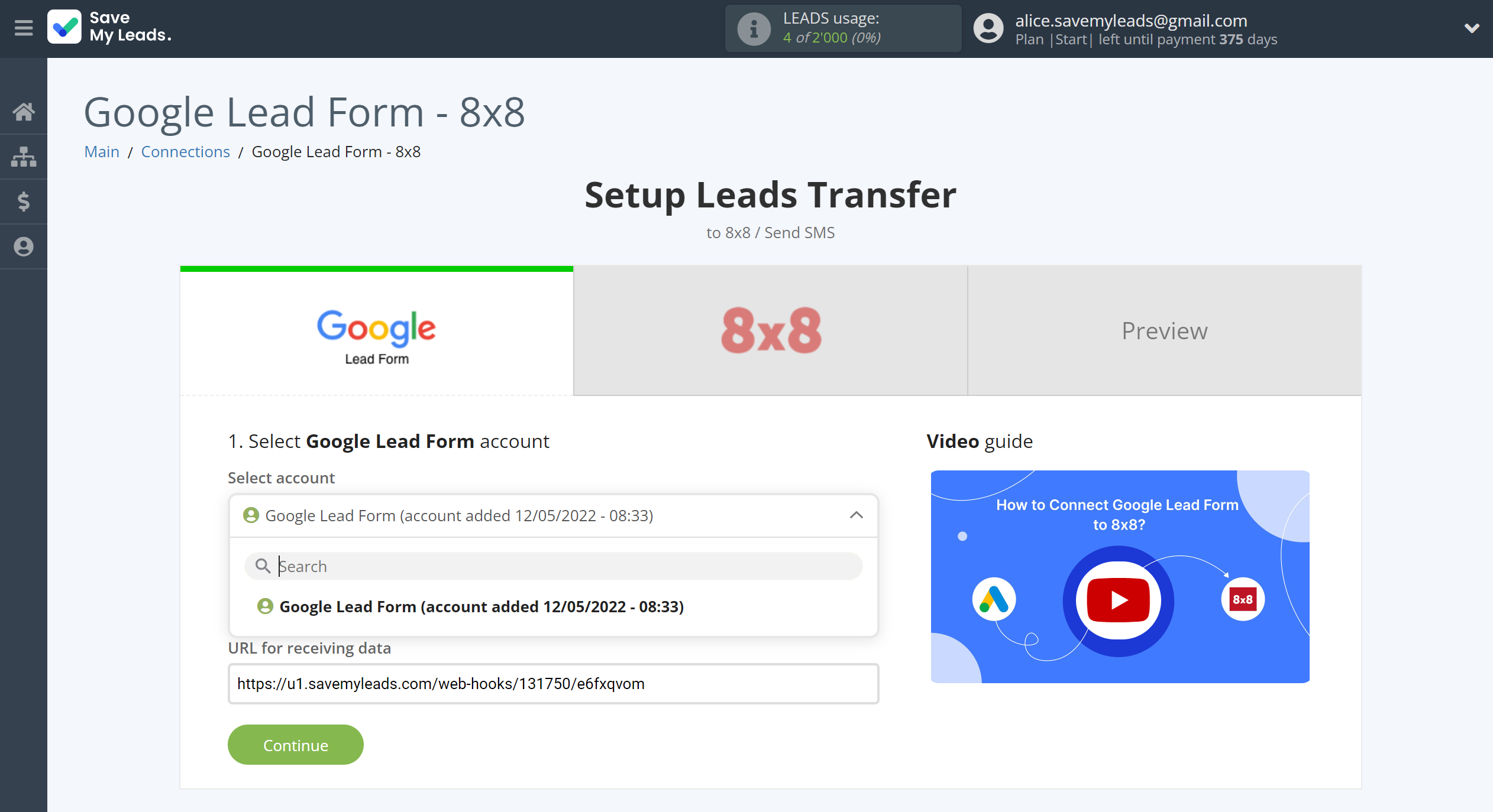 How to Connect Google Lead Form with 8x8 | Data Source account selection How to Connect Google Lead Form with 8x8 | Data Source account selection
