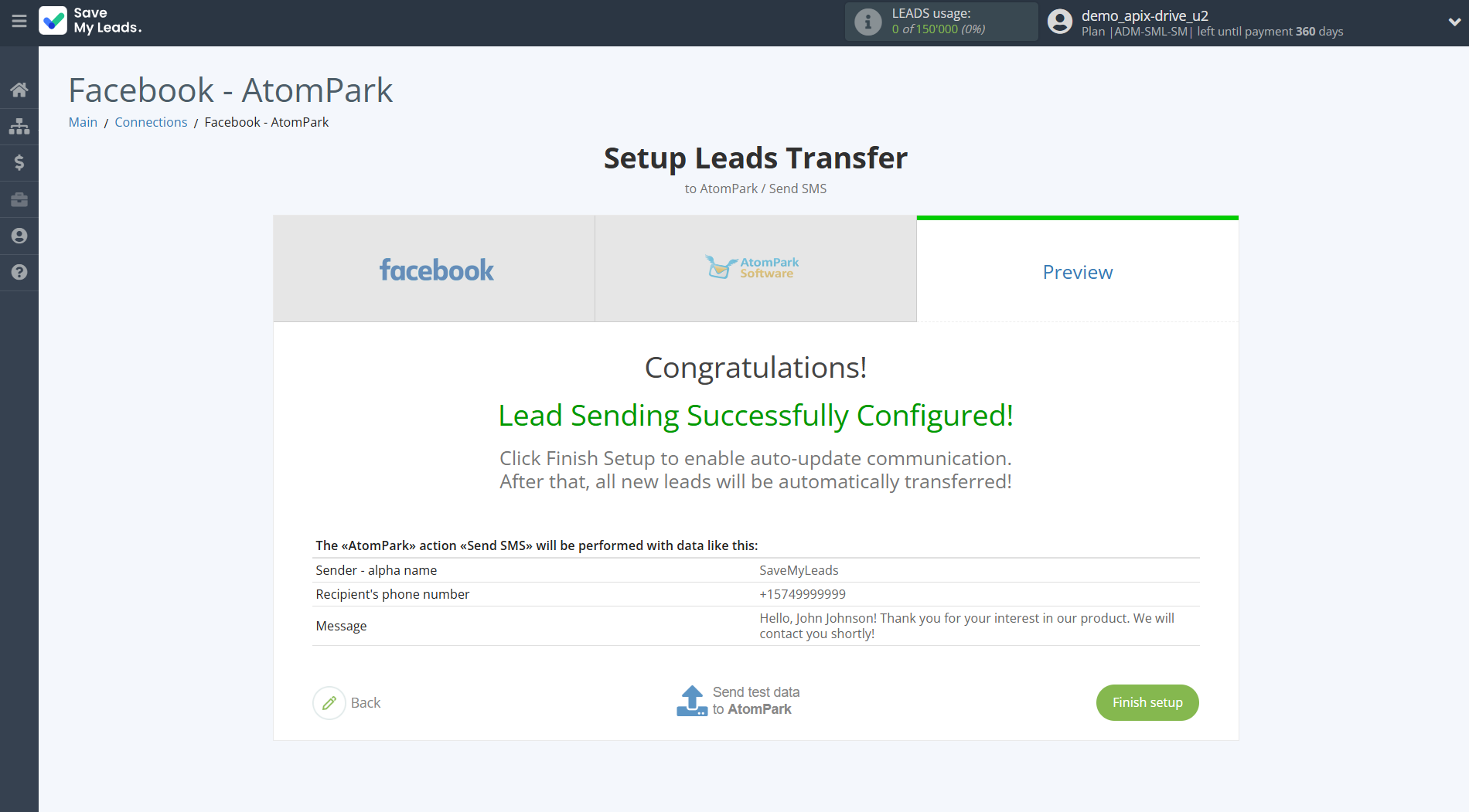 How to Connect Facebook with AtomPark | Test data How to Connect Facebook with AtomPark | Test data