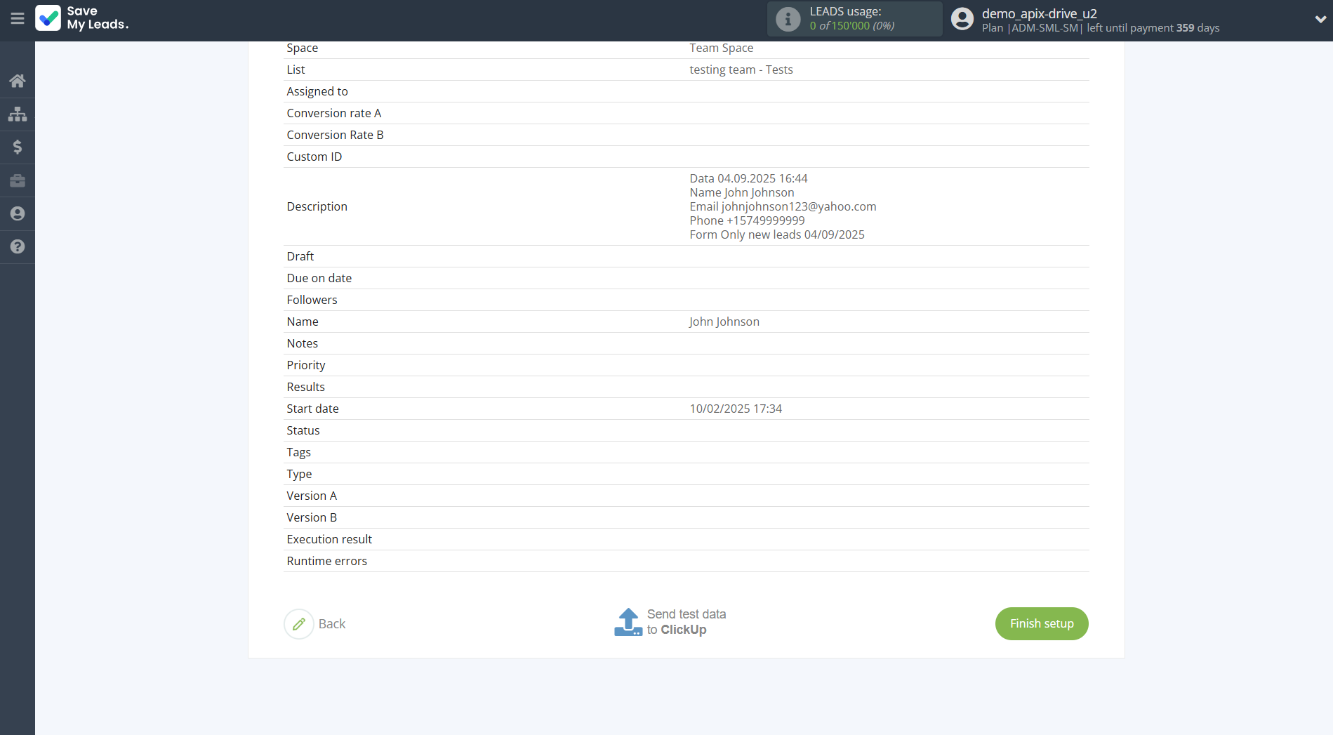 How to Connect Facebook with ClickUp | Test data How to Connect Facebook with ClickUp | Test data