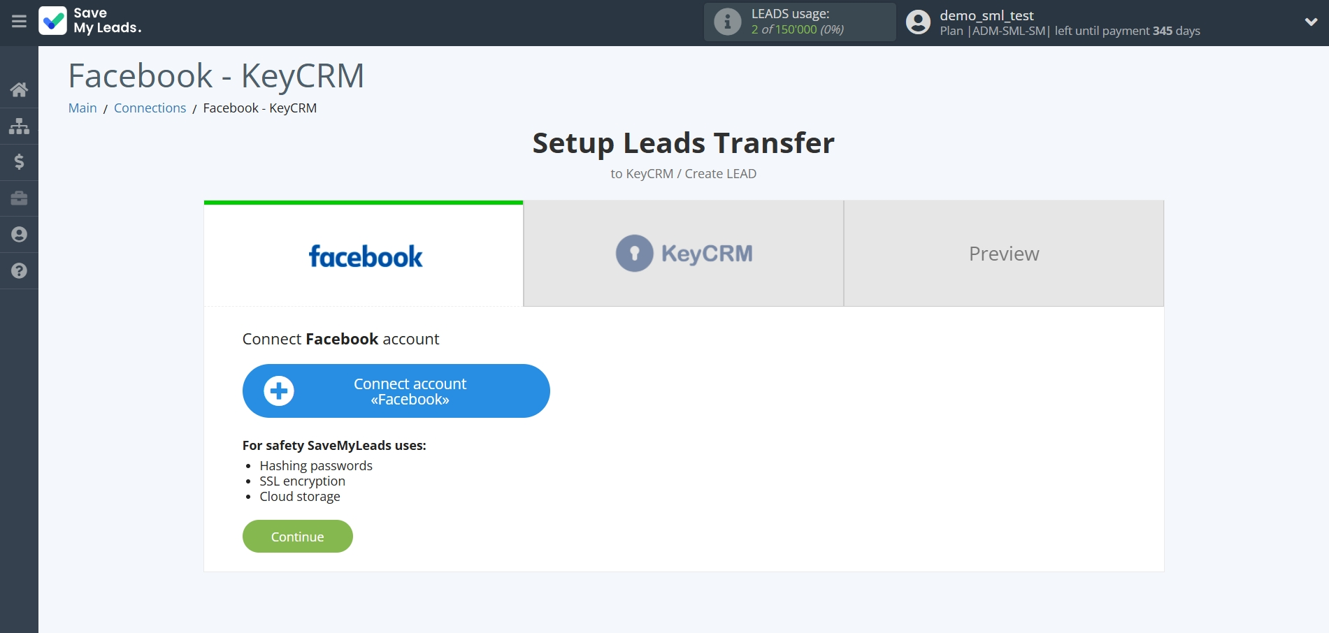 How to Connect Facebook with KeyCRM Create Lead | Data Source account connection