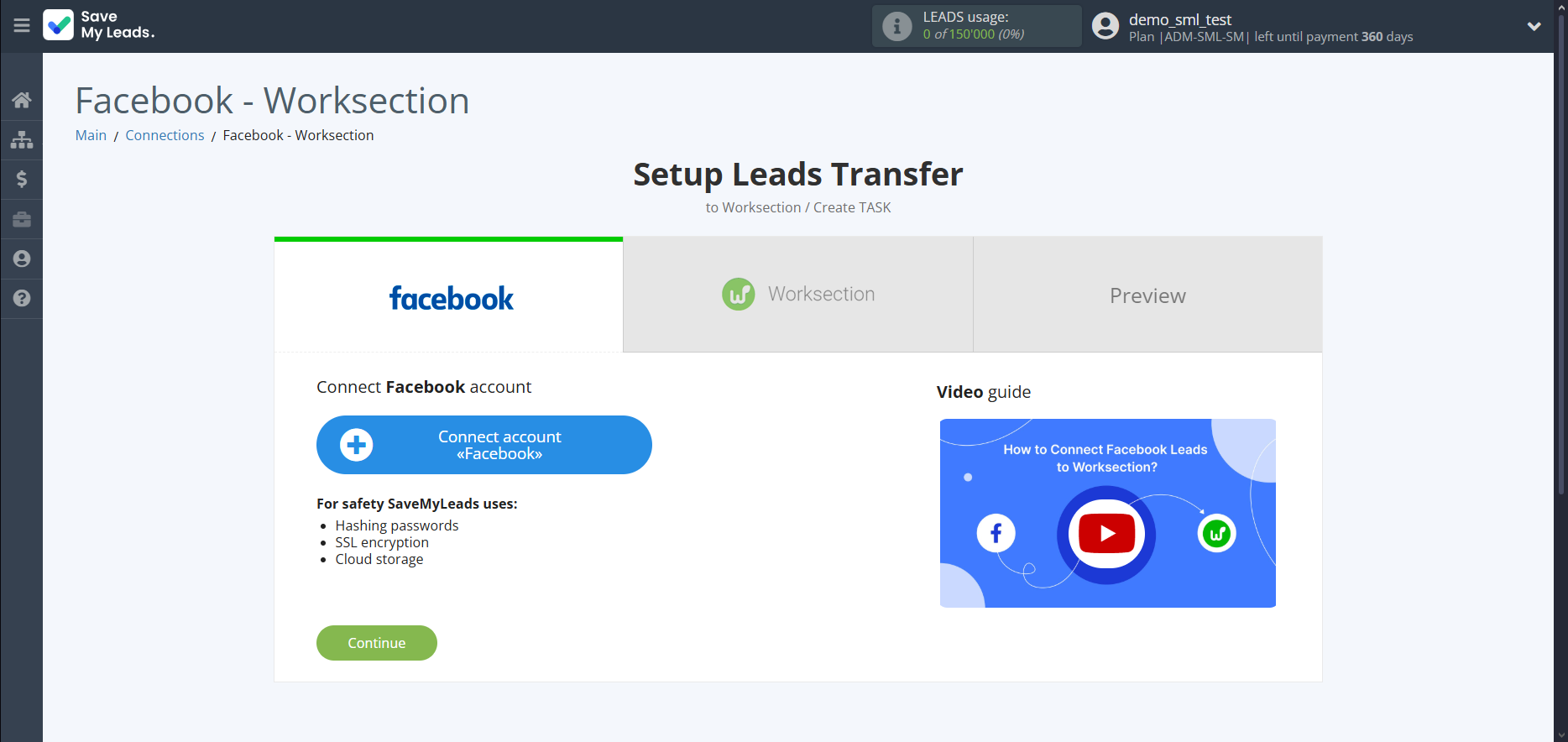 How to Connect Facebook with Worksection | Data Source account connection How to Connect Facebook with Worksection | Data Source account connection