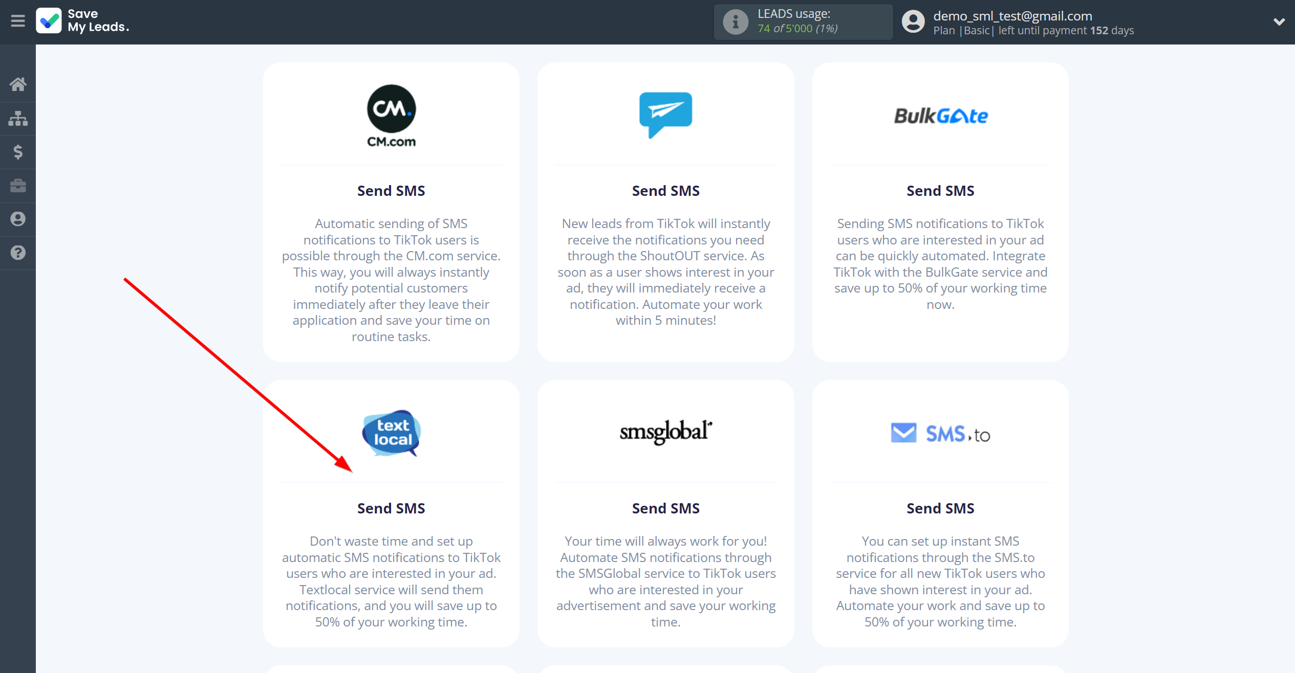 How to Connect TikTok with Textlocal | Data Destination system selection How to Connect TikTok with Textlocal | Data Destination system selection