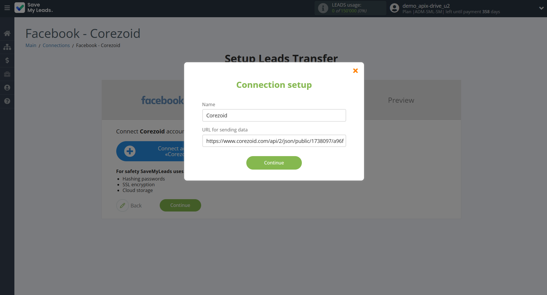 How to Connect Facebook with Corezoid | Data Destination account connection How to Connect Facebook with Corezoid | Data Destination account connection