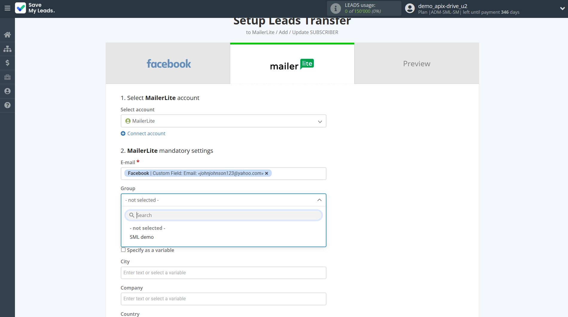How to Connect Facebook with MailerLite | Assigning fields