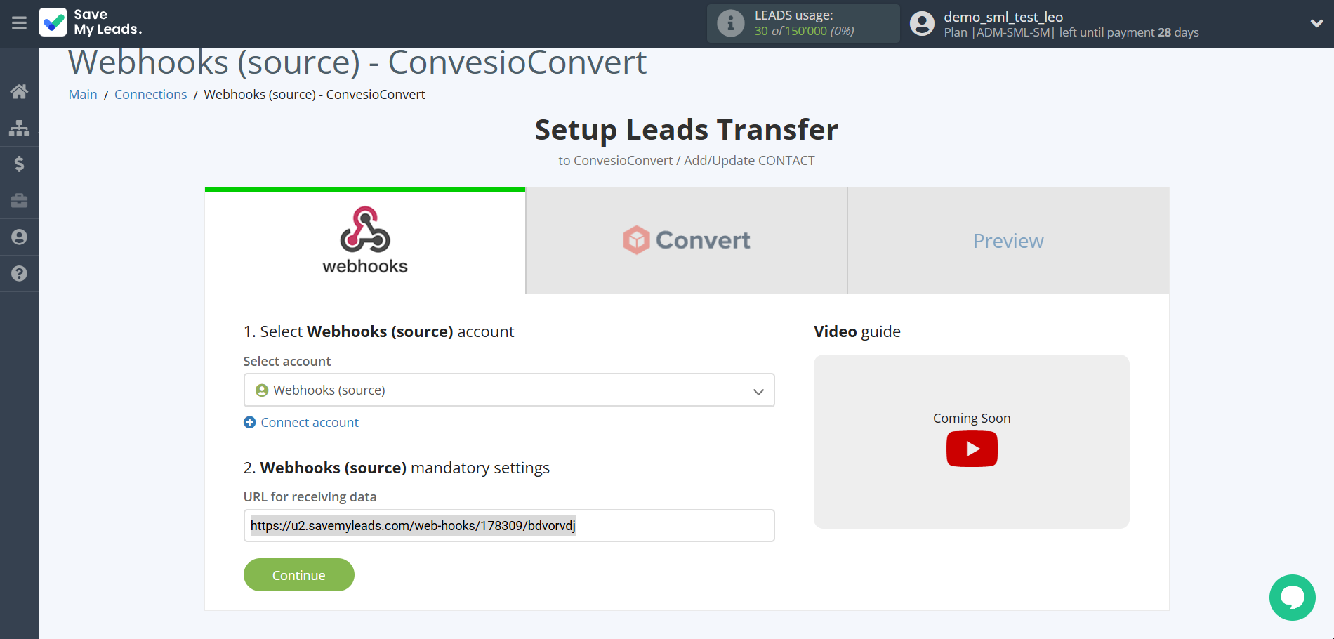How to Connect Webhooks with ConvesioConvert | Data Source account connection How to Connect Webhooks with ConvesioConvert | Data Source account connection