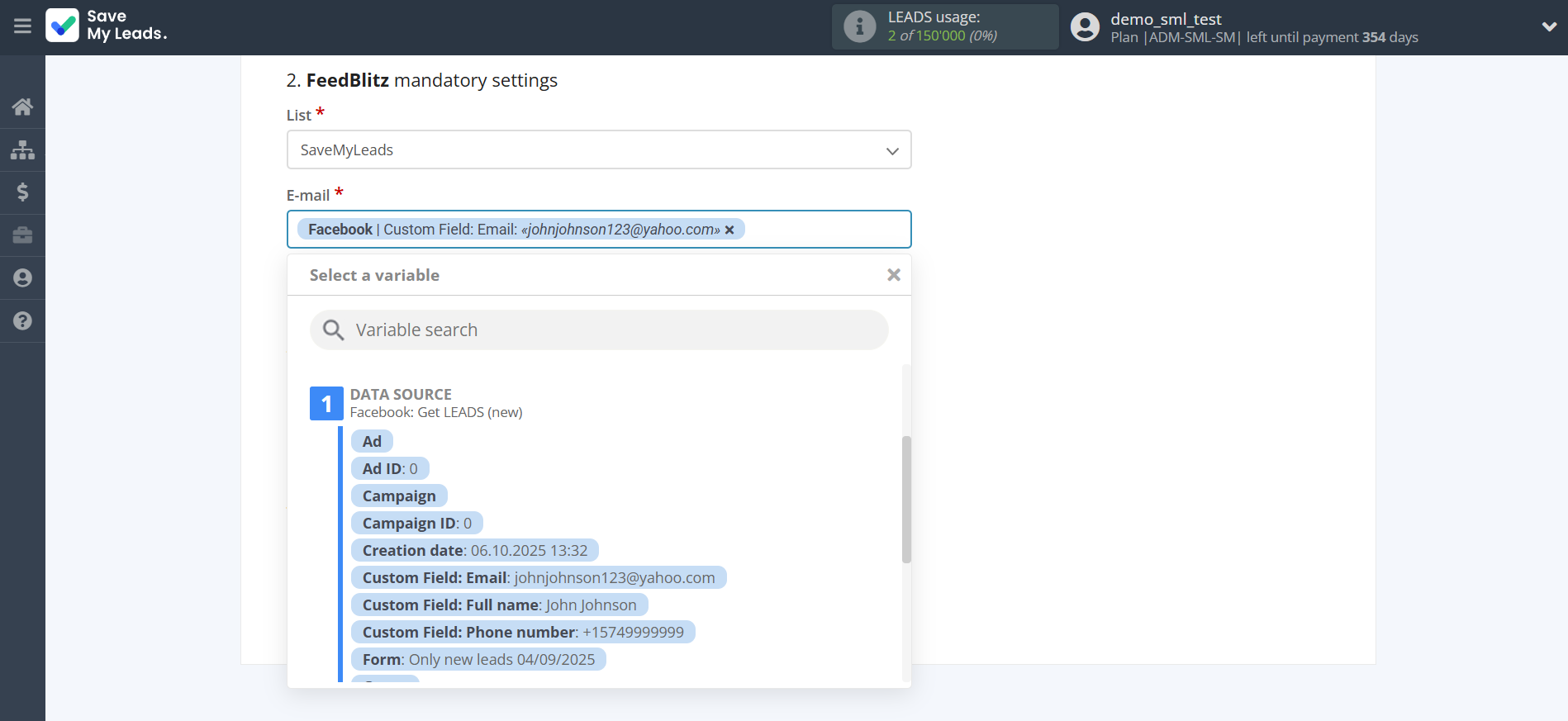 How to Connect Facebook with FeedBlitz | Assigning fields