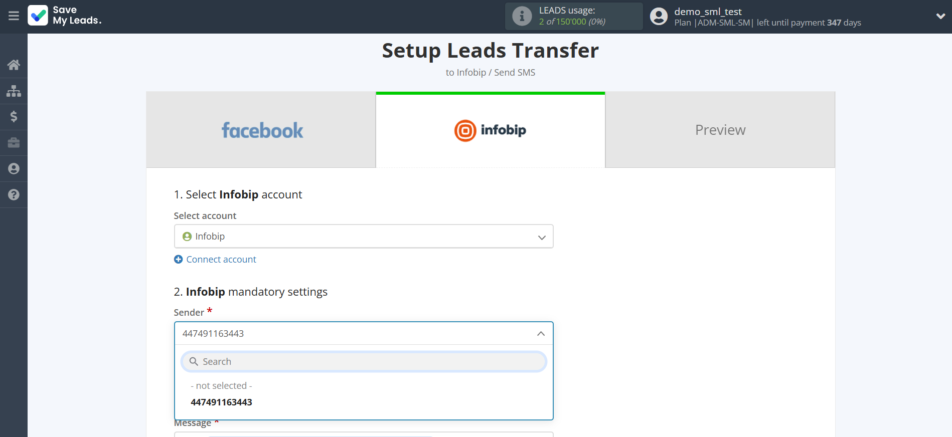 How to Connect Facebook with Infobip | Assigning fields