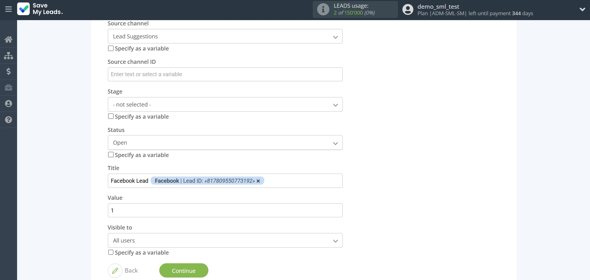 How to Connect Facebook with Pipedrive Create Deal | Assigning fields