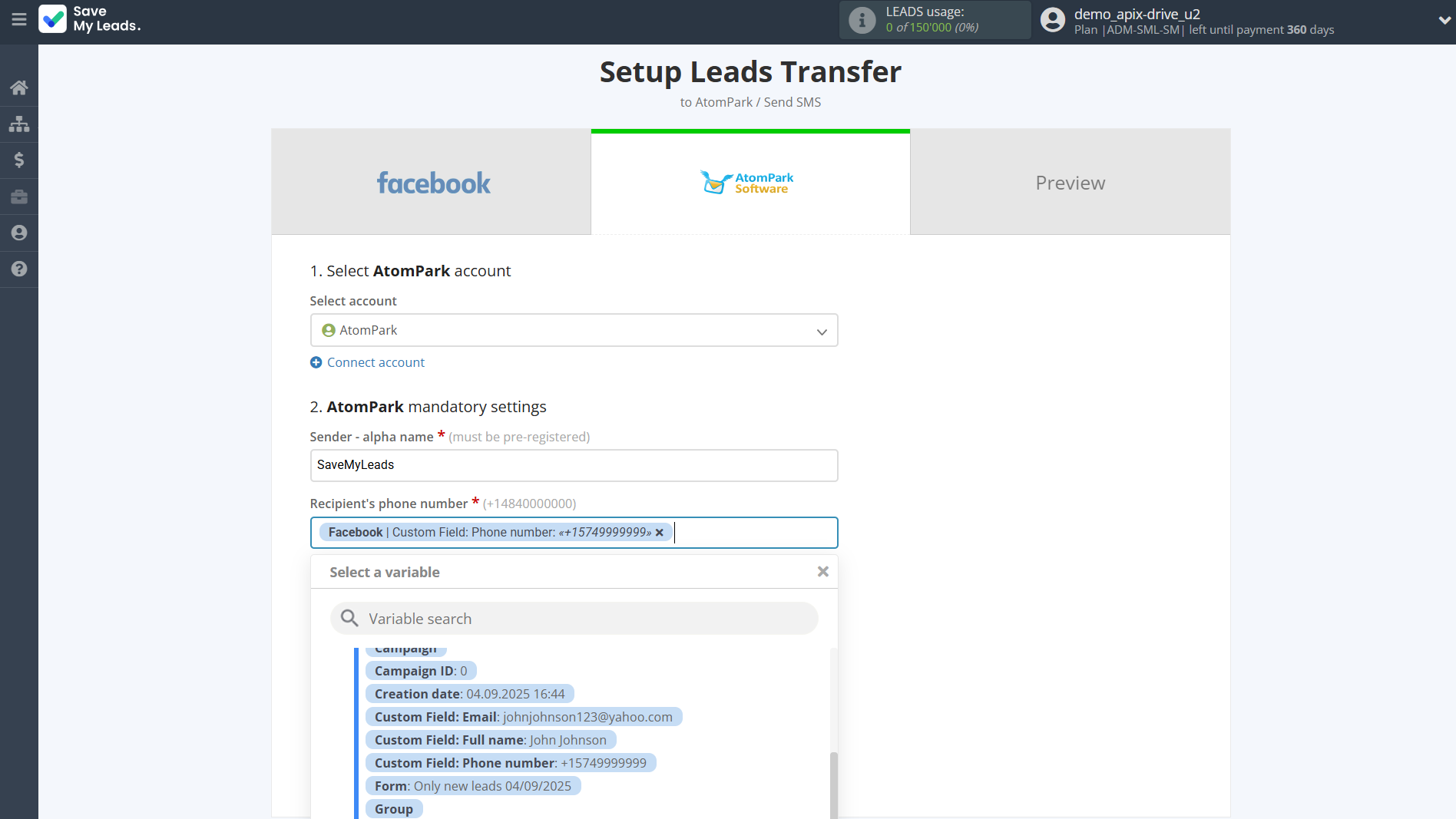 How to Connect Facebook with AtomPark | Assigning fields How to Connect Facebook with AtomPark | Assigning fields