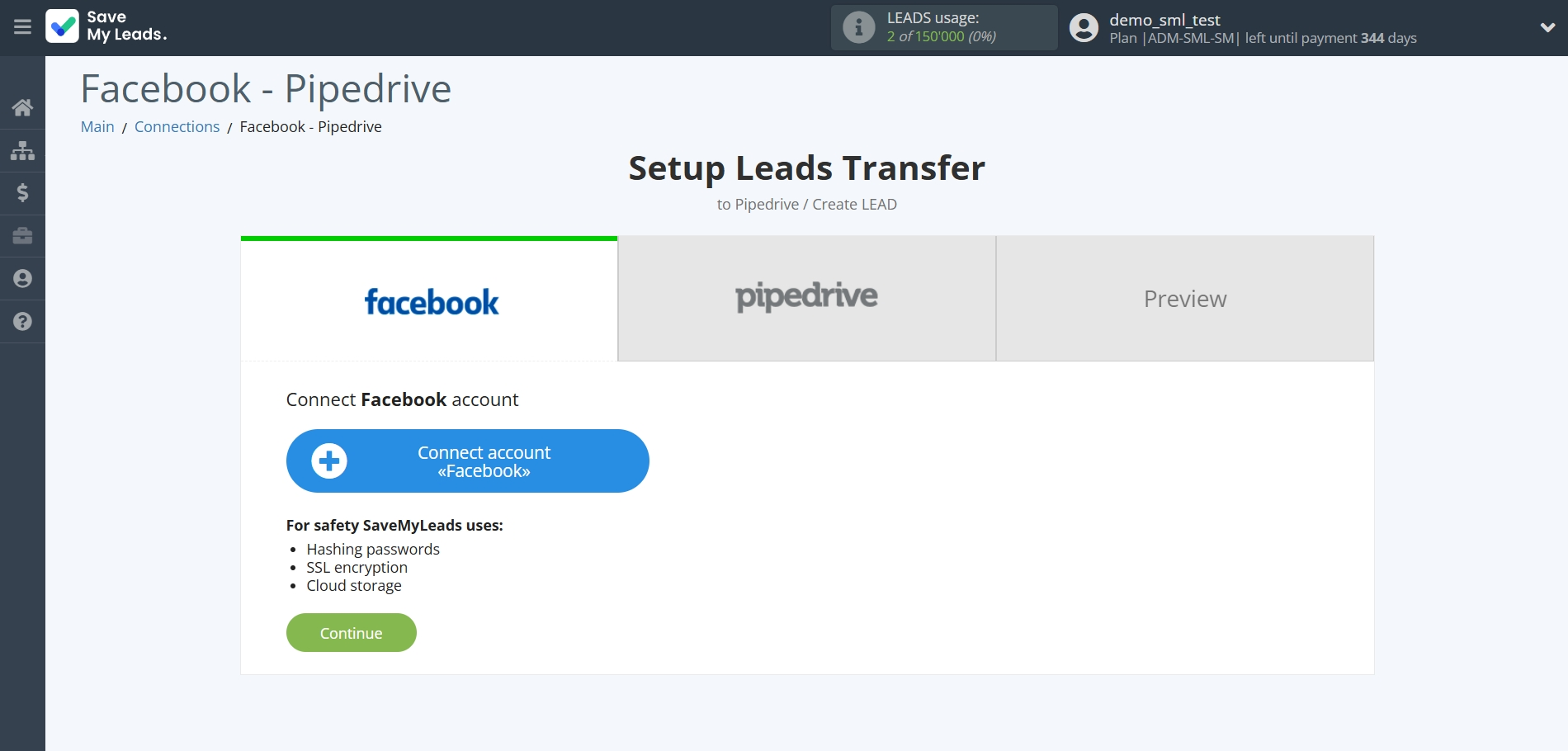 How to Connect Facebook with Pipedrive Create Lead | Data Source account connection