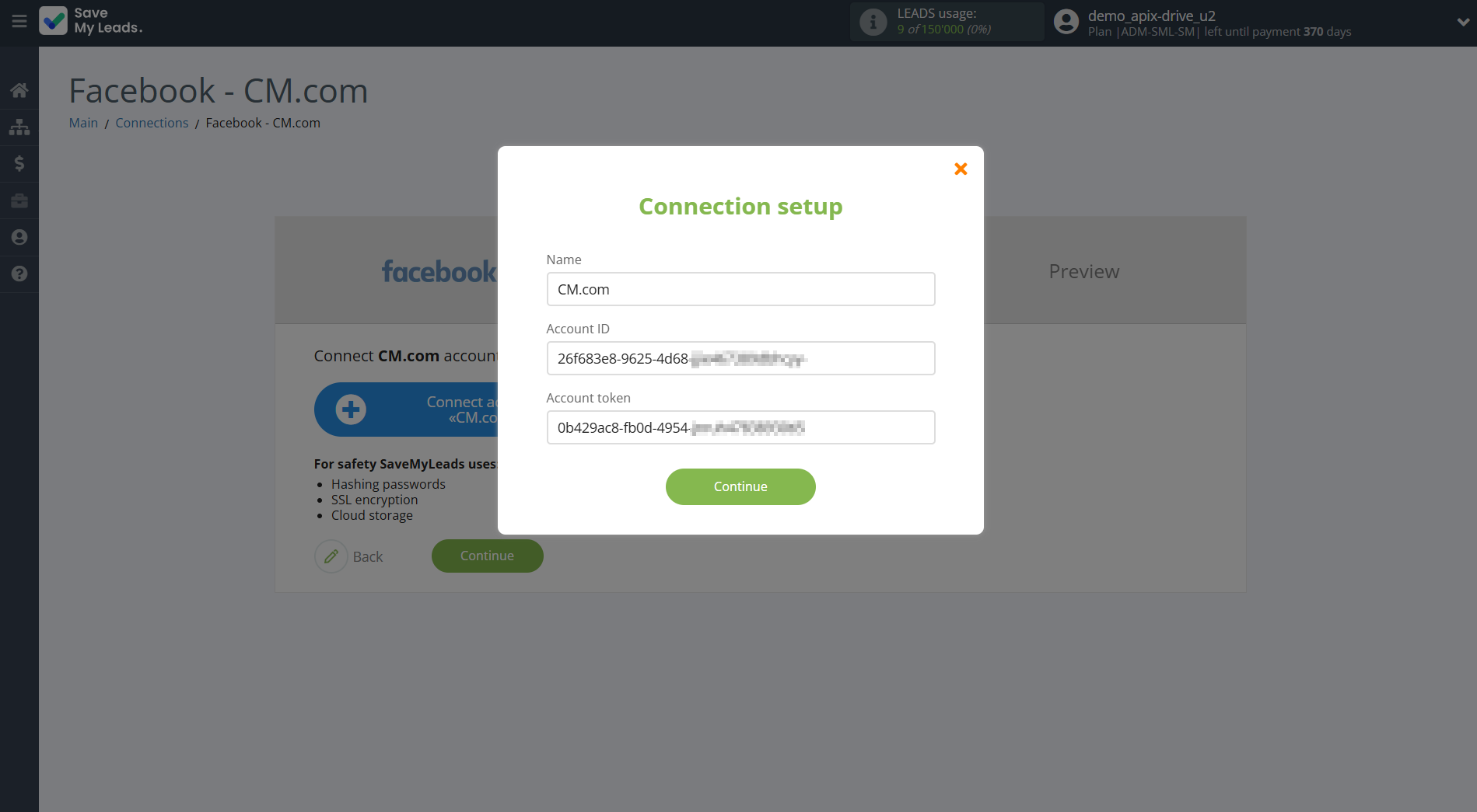 How to Connect Facebook with CM.com | Data Destination account connection