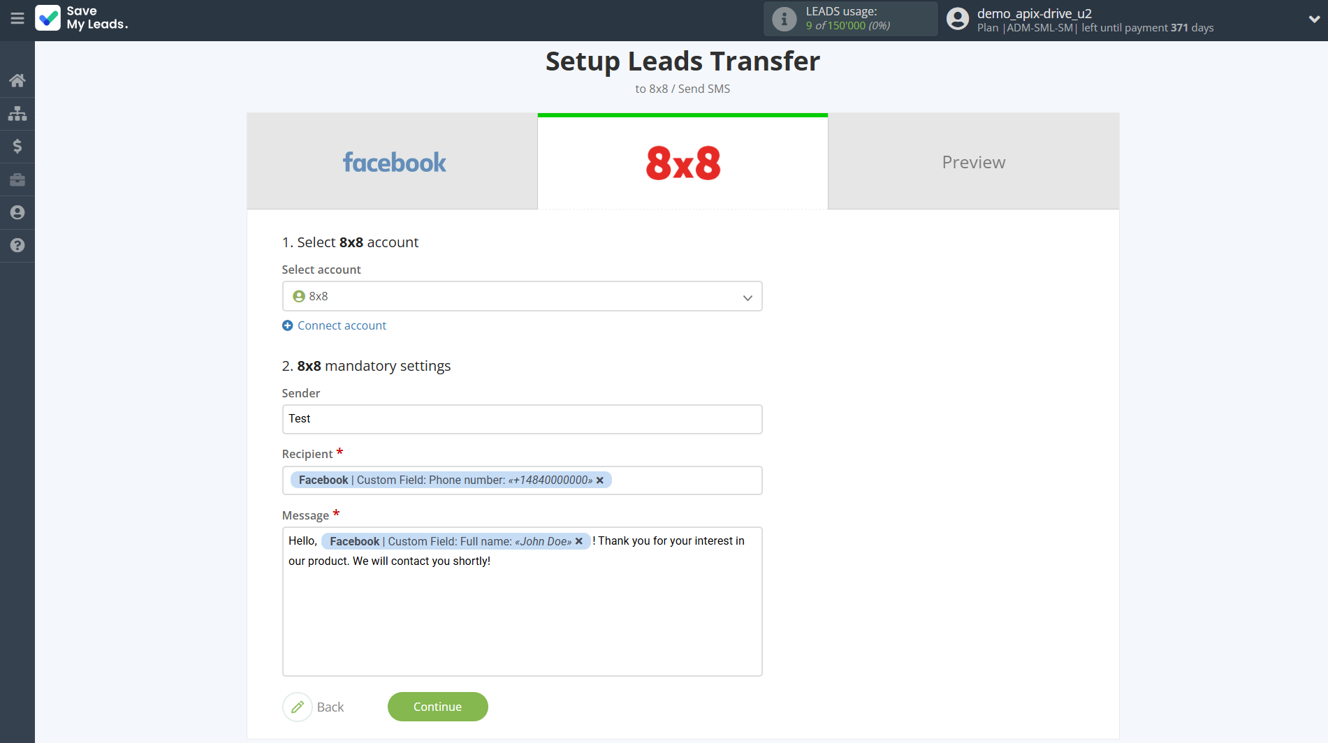 How to Connect Facebook with 8x8 | Assigning fields